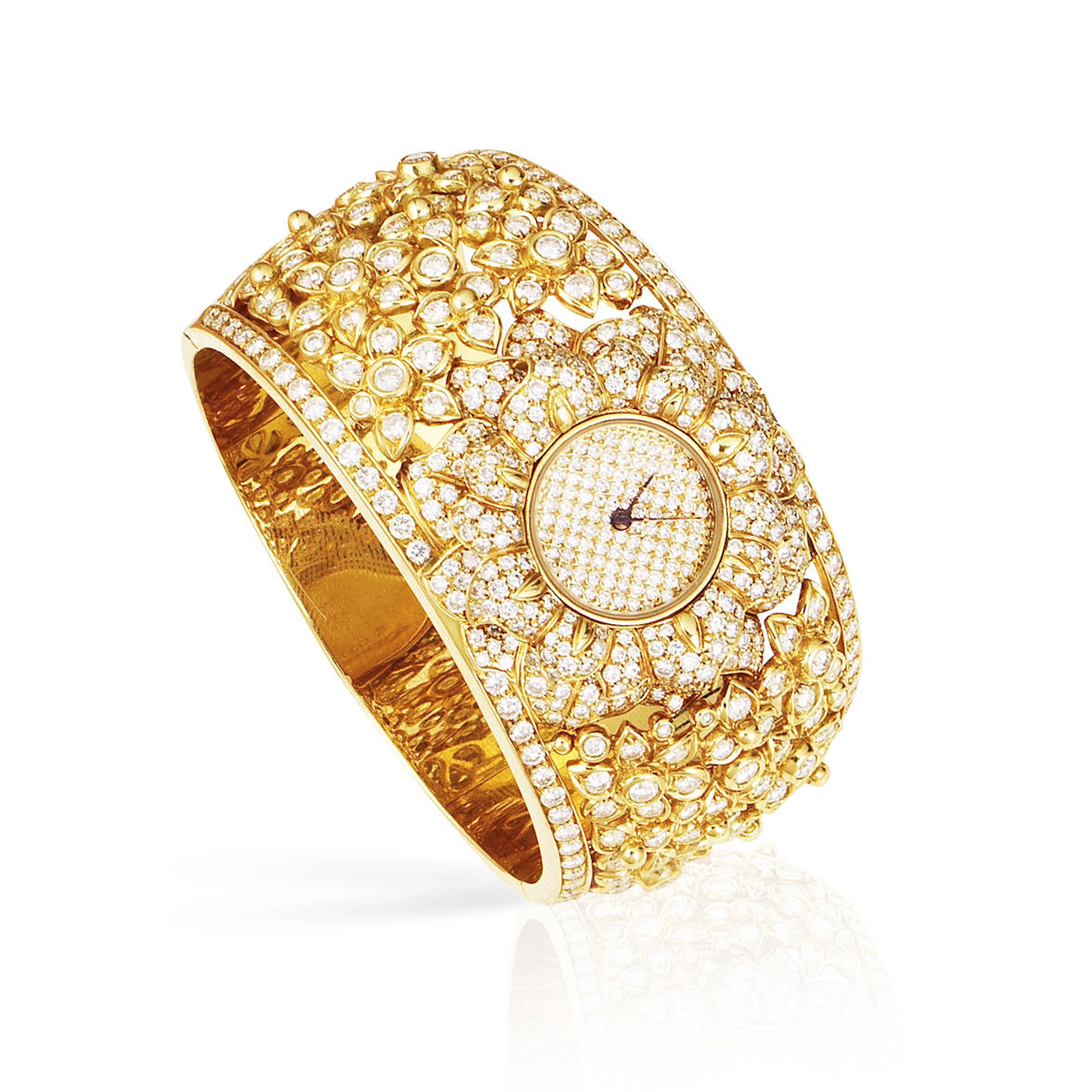 A diamond-set watch bangle, by Chantecler