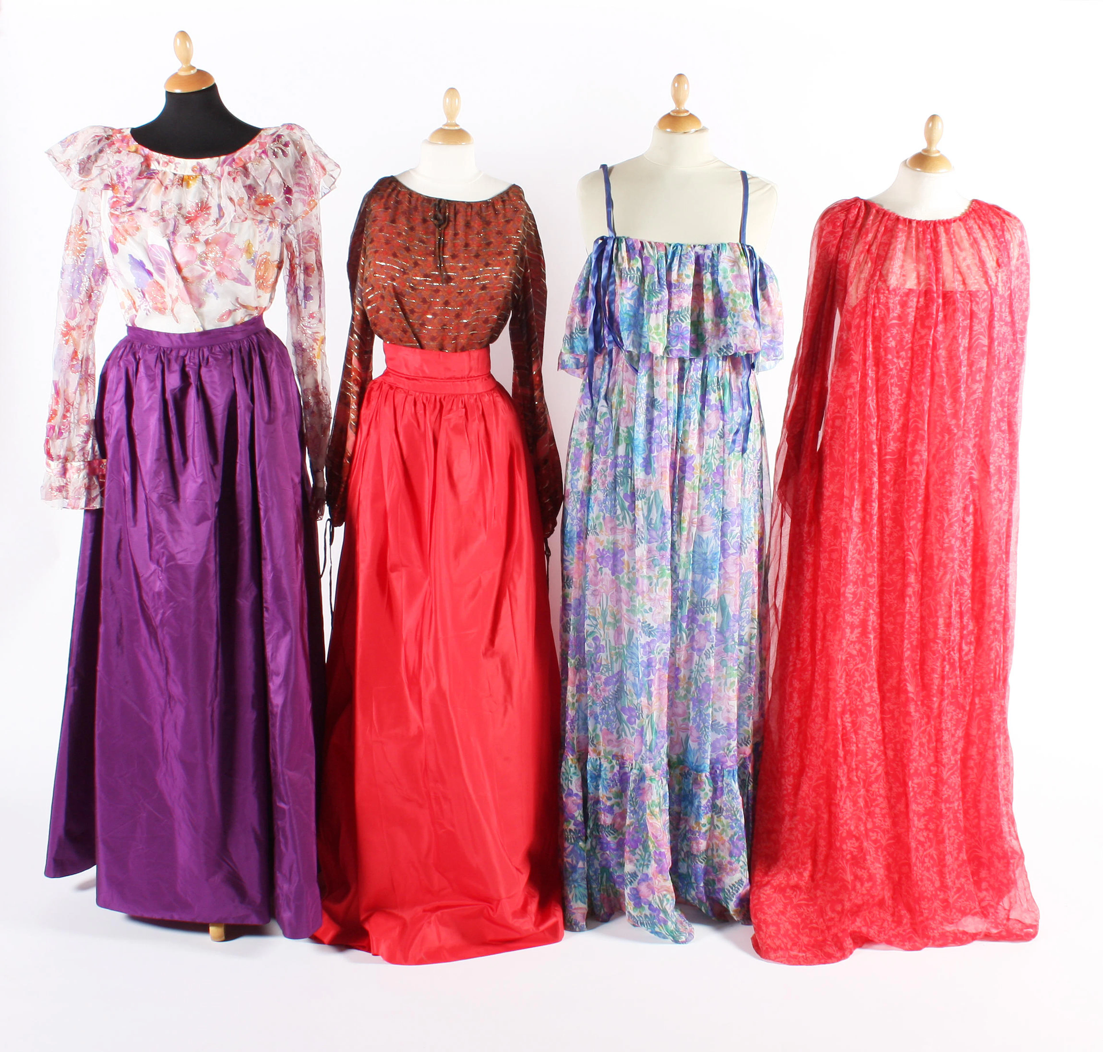 Five 1970-80s Zandra Rhodes and Christian Dior dresses
