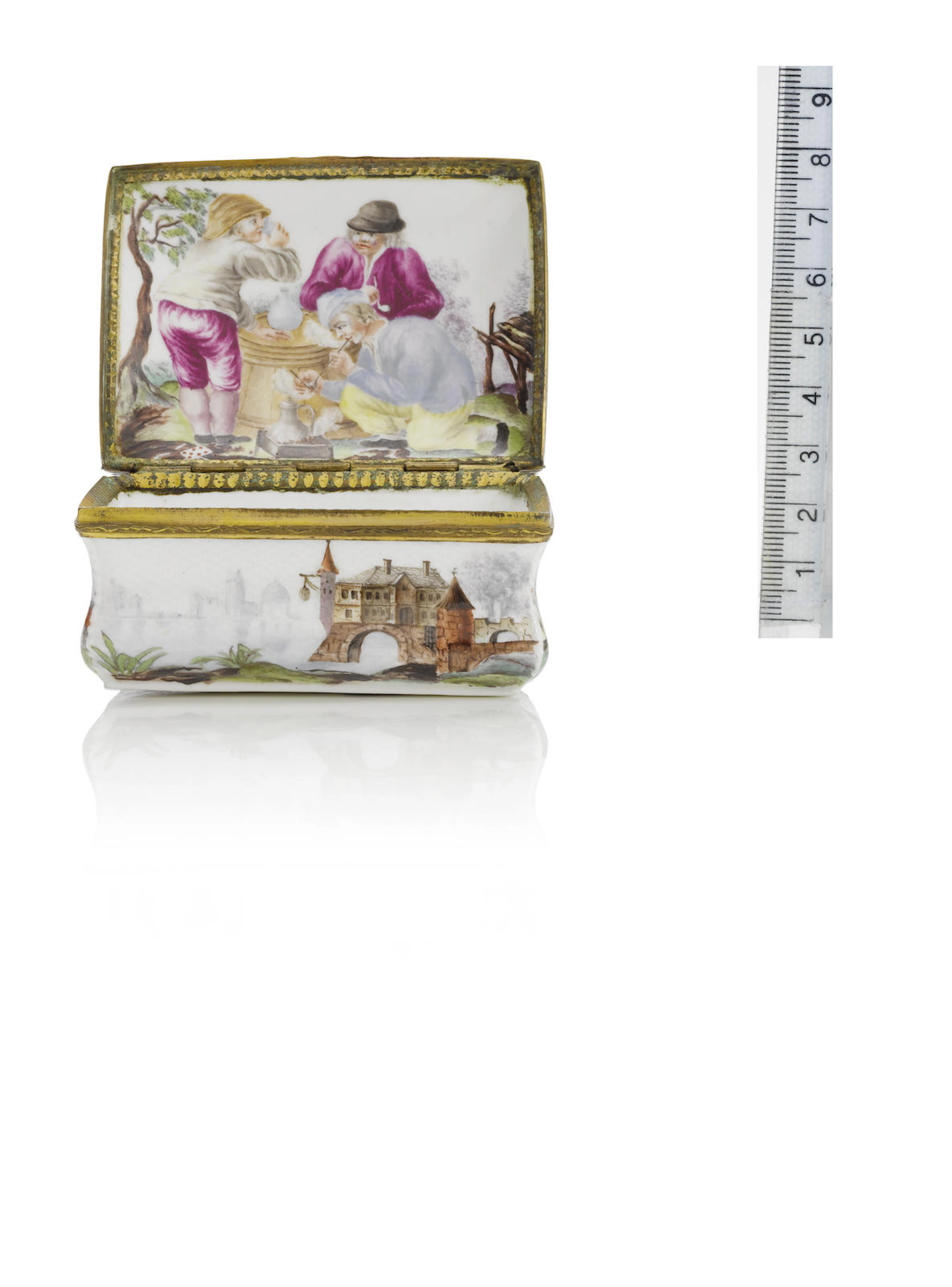 A Frankenthal gilt-metal-mounted rectangular snuff box, circa 1770