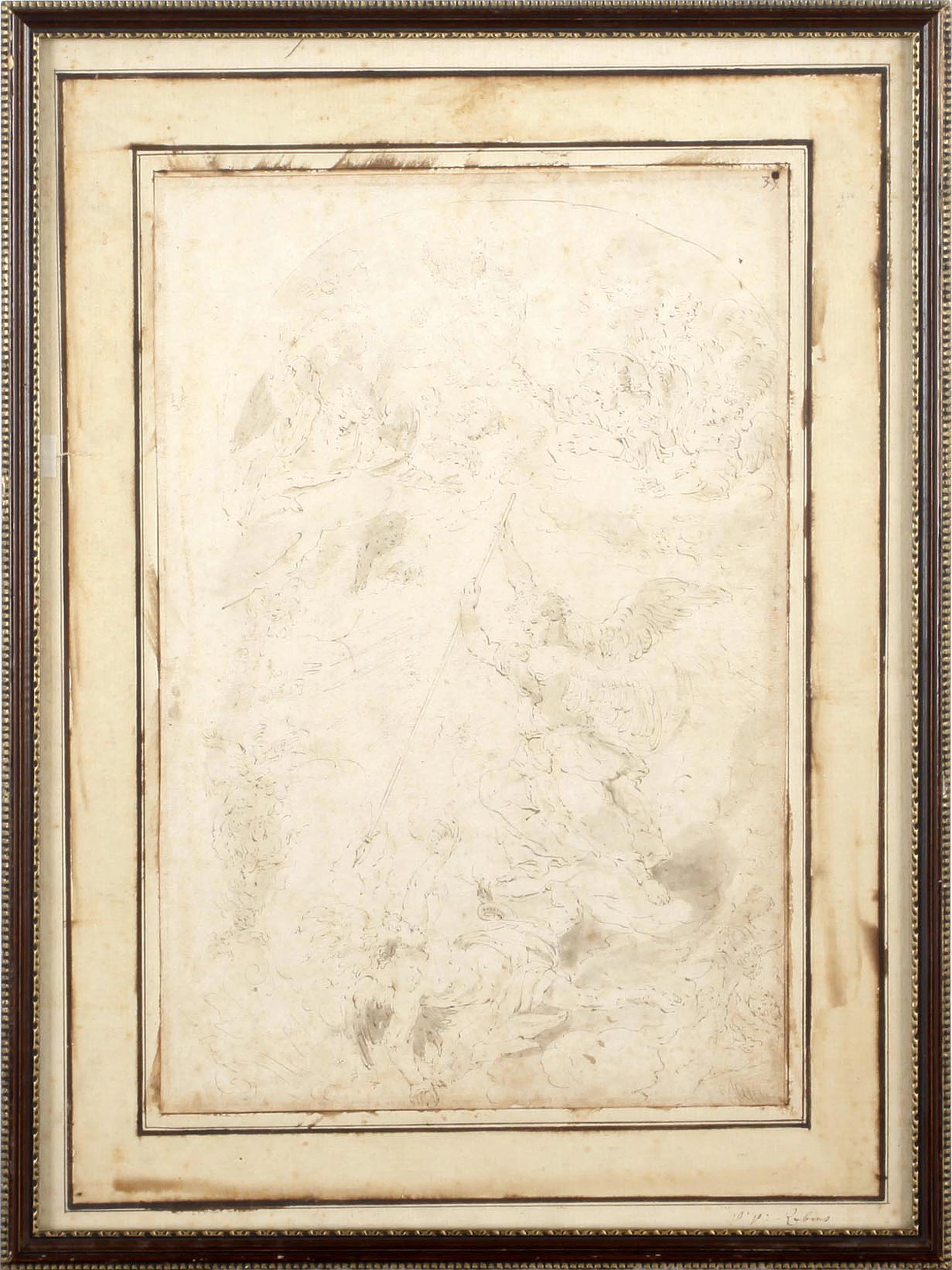 Saint Michael vanquishing the Devil (recto); studies of Saint Jerome and another Saint (verso)