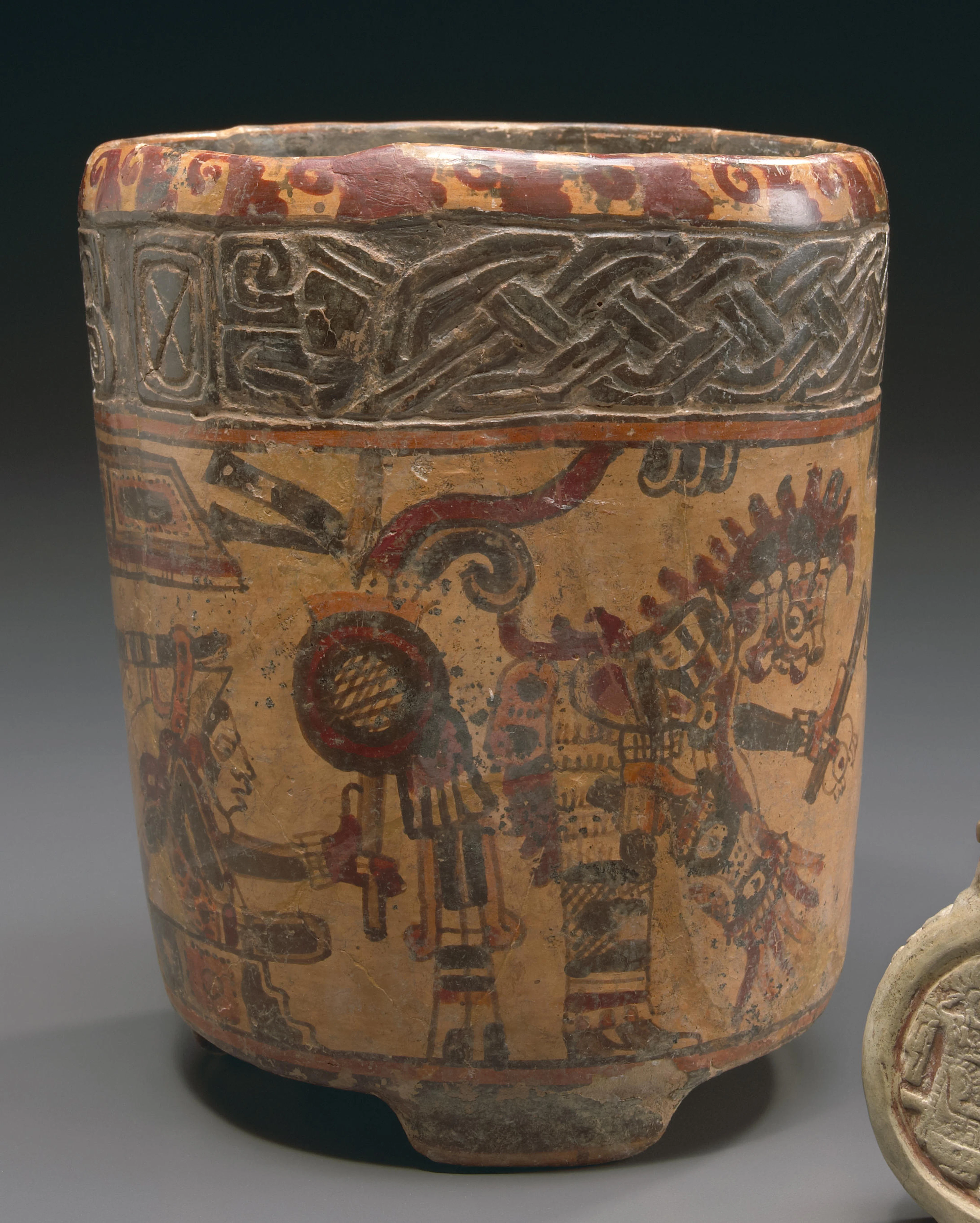 Maya Polychrome Cylinder Vessel, Late Classic, ca. A.D. 550-950