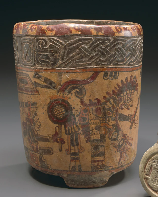 Maya Polychrome Cylinder Vessel, Late Classic, ca. A.D. 550-950