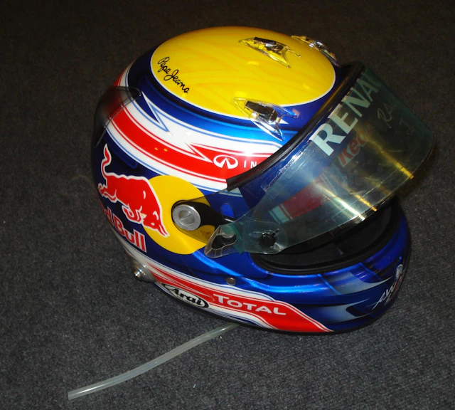 Mark Webber's Arai racing helmet, extensively used during the 2011 Formula 1 season,