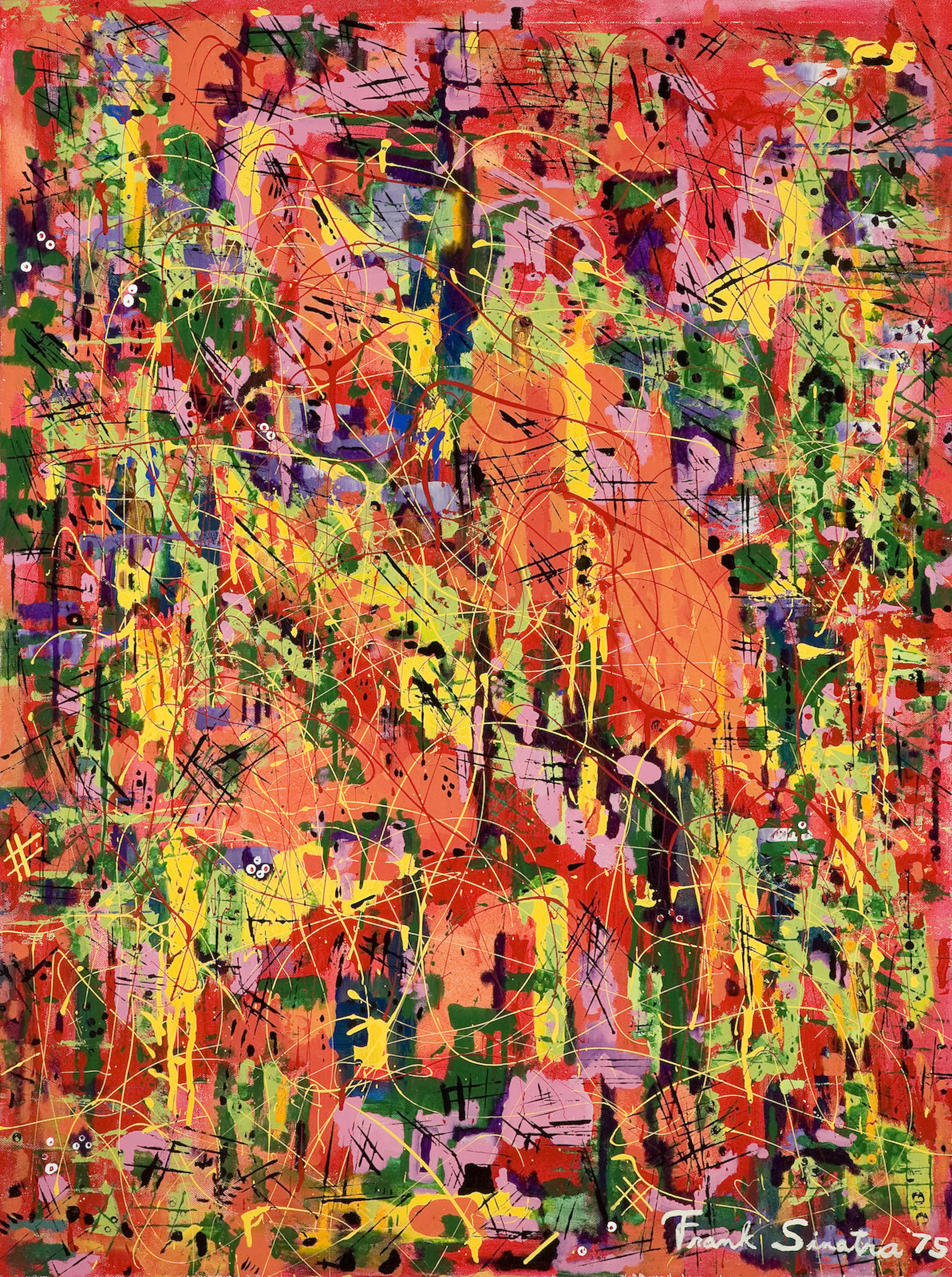 Frank Sinatra signed abstract painting, 1990s