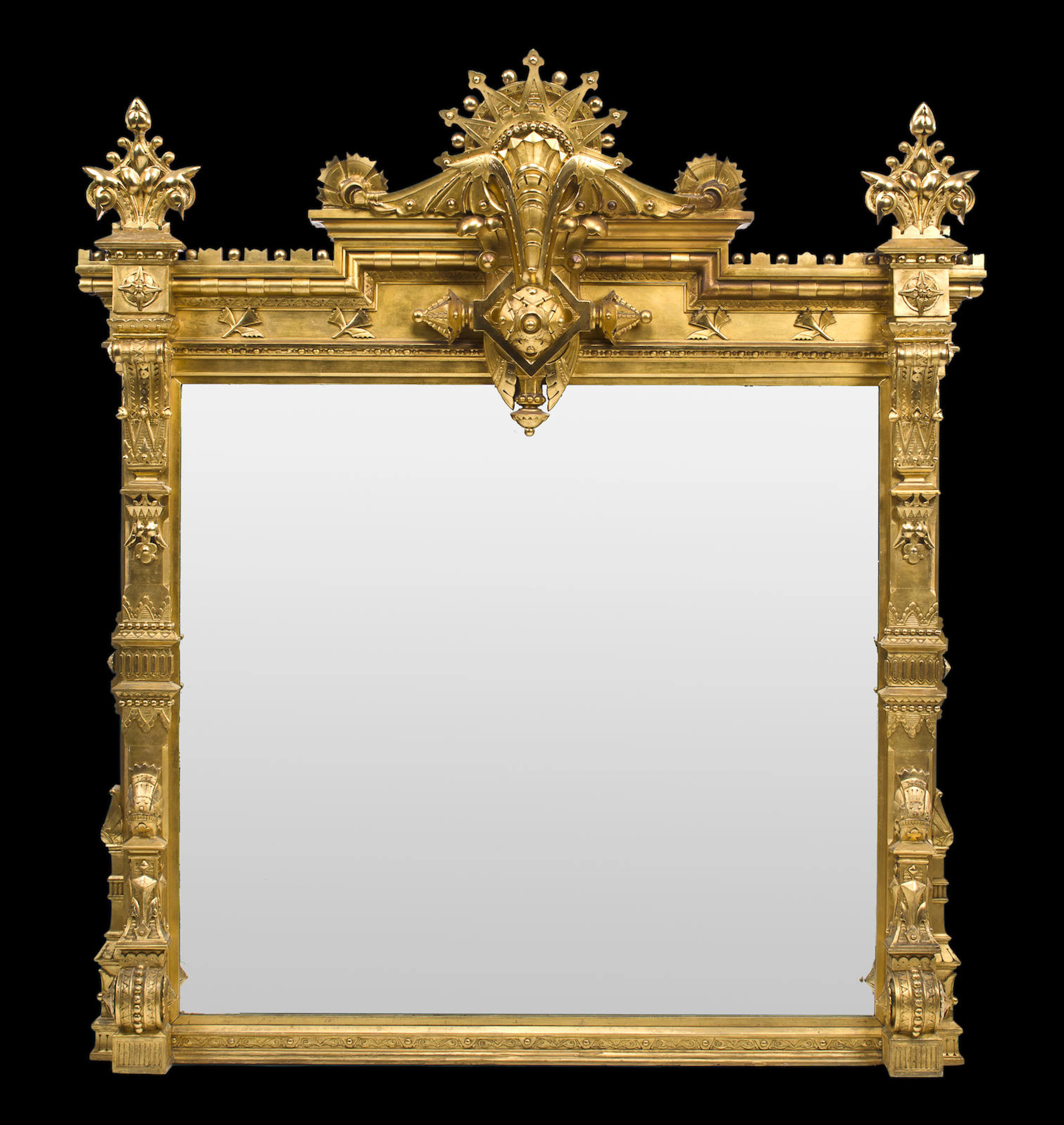 An Aesthetic Movement carved giltwood and gilt composition mirrorpossibly Frenchfourth quarter 19th century