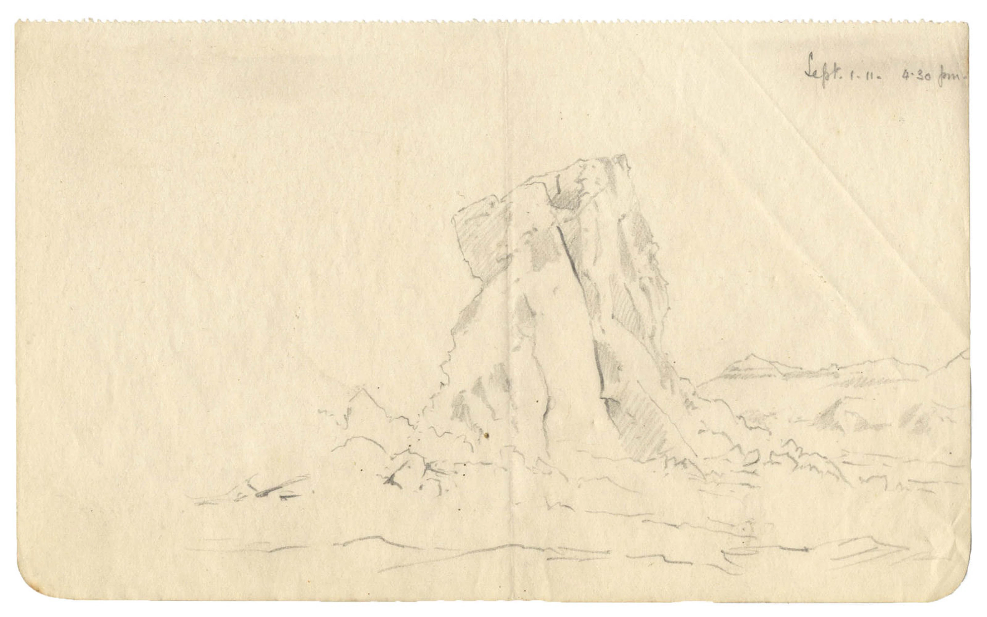 WILSON (EDWARD) Sketch of a fantastic pressure ridge, 1911; together with 2 ALS, primus stove, aneroid barometer, and typescript ms with notes by EW (small quantity)