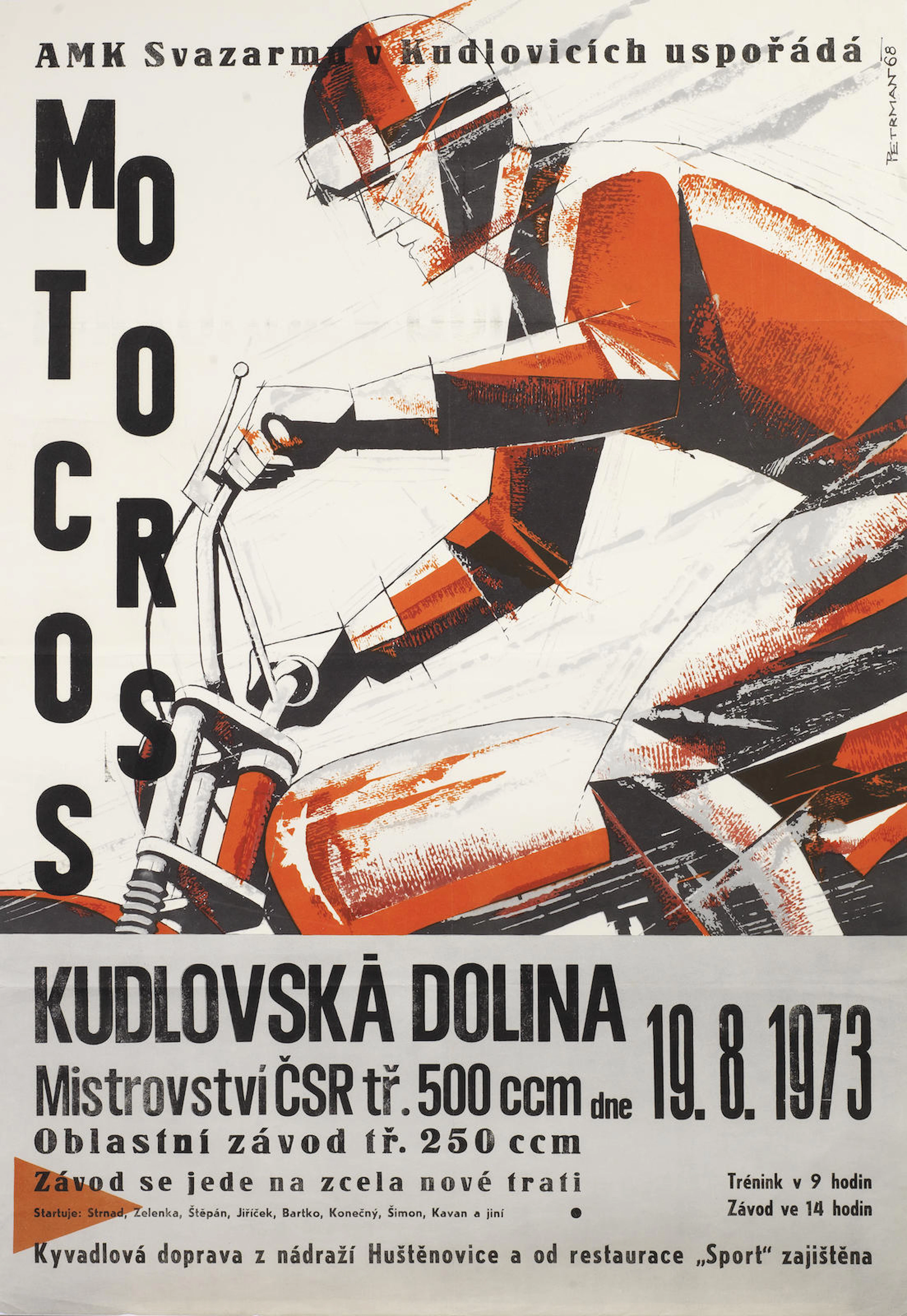 A 1973 Czechoslovakian Motocross Championship race poster,