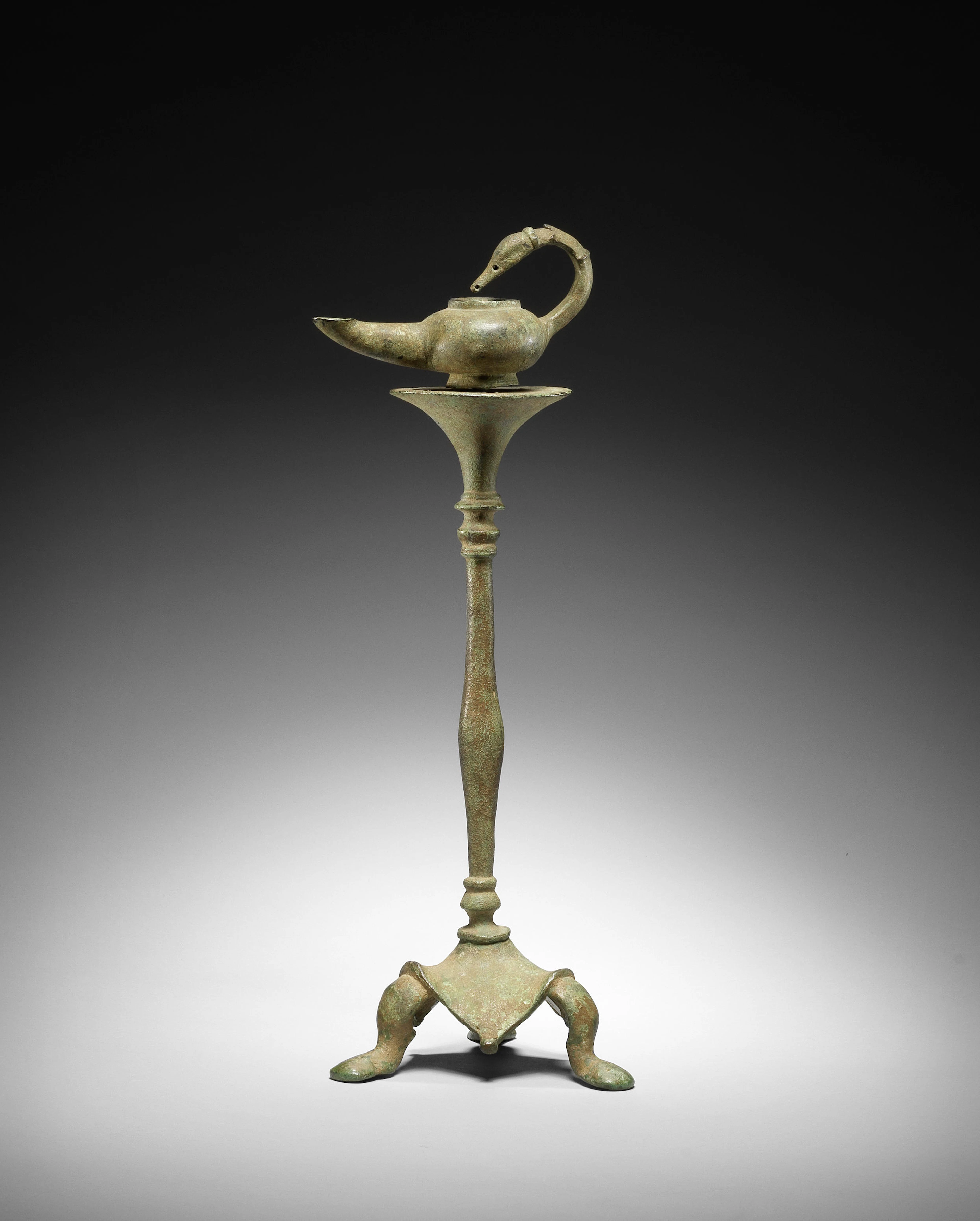 A Roman bronze lamp and stand 2