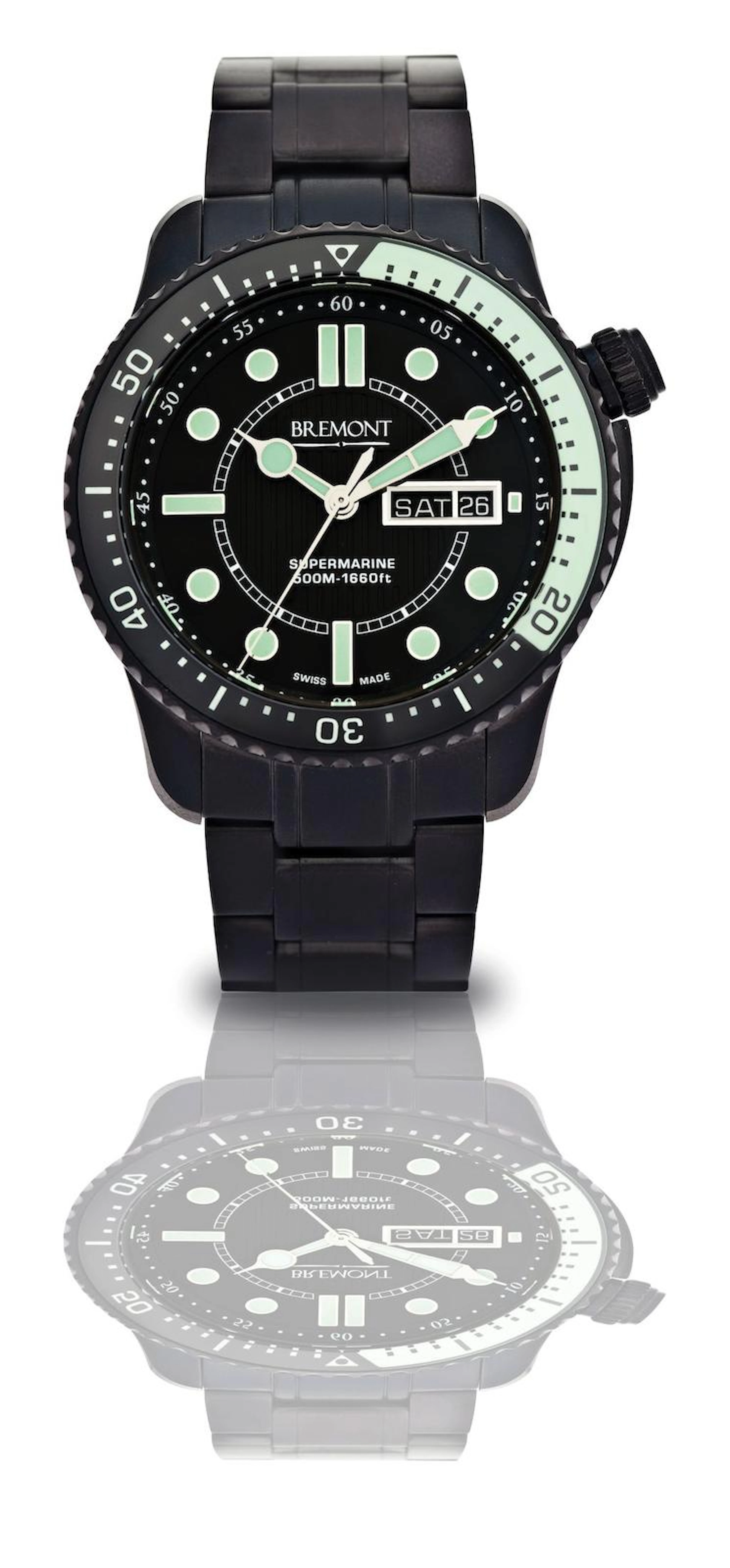 Bremont. A fine limited edition DLC coated stainless steel calendar automatic diver's bracelet watchSupermarine Descent, Limited Edition No.008/407, Circa 2011