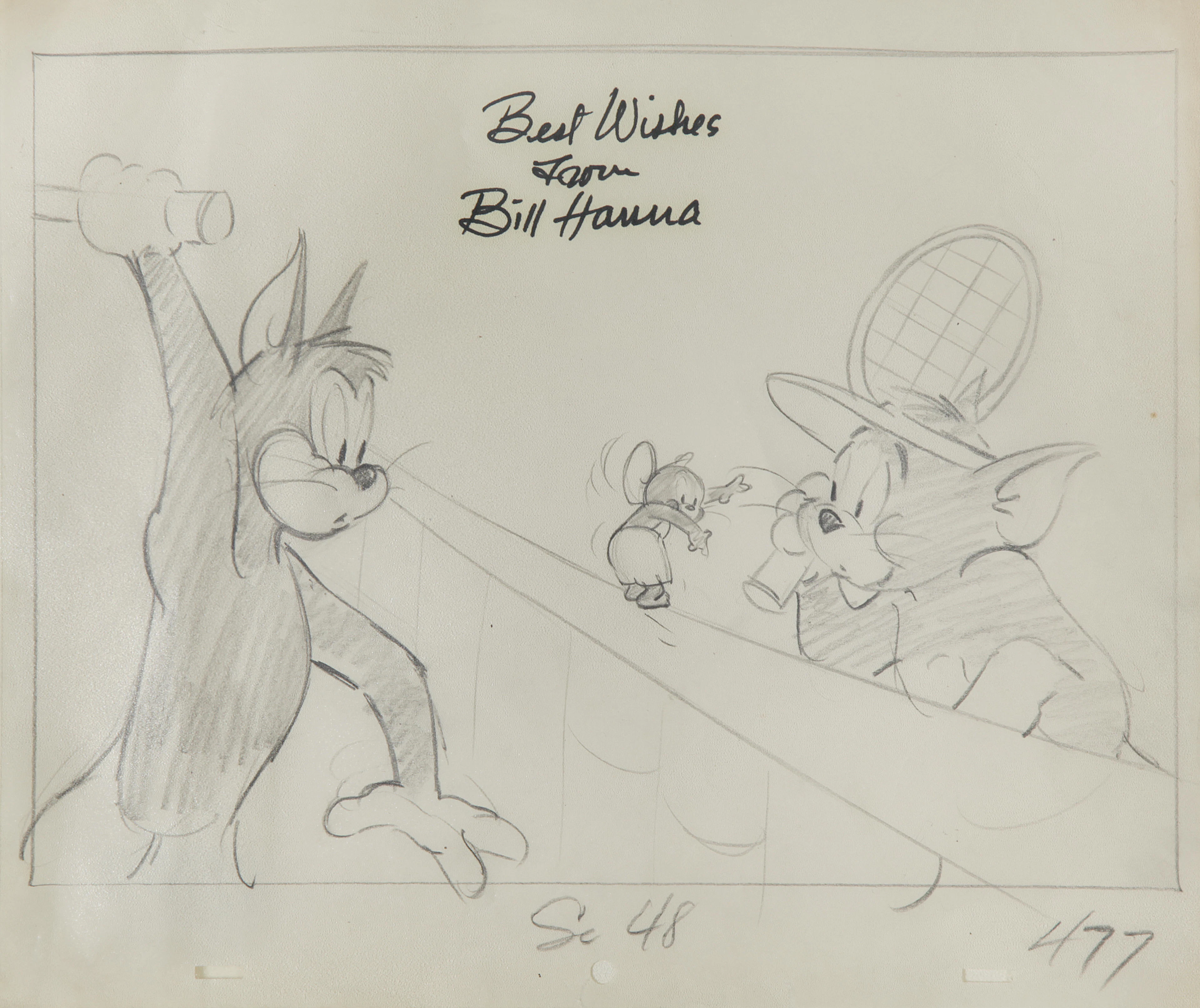 A Hanna-Barbera drawing of Tom and Jerry from Tennis