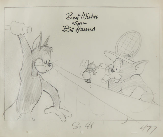 A Hanna-Barbera drawing of Tom and Jerry from Tennis