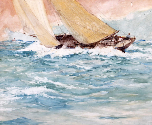 A trawler racing in a fast breeze