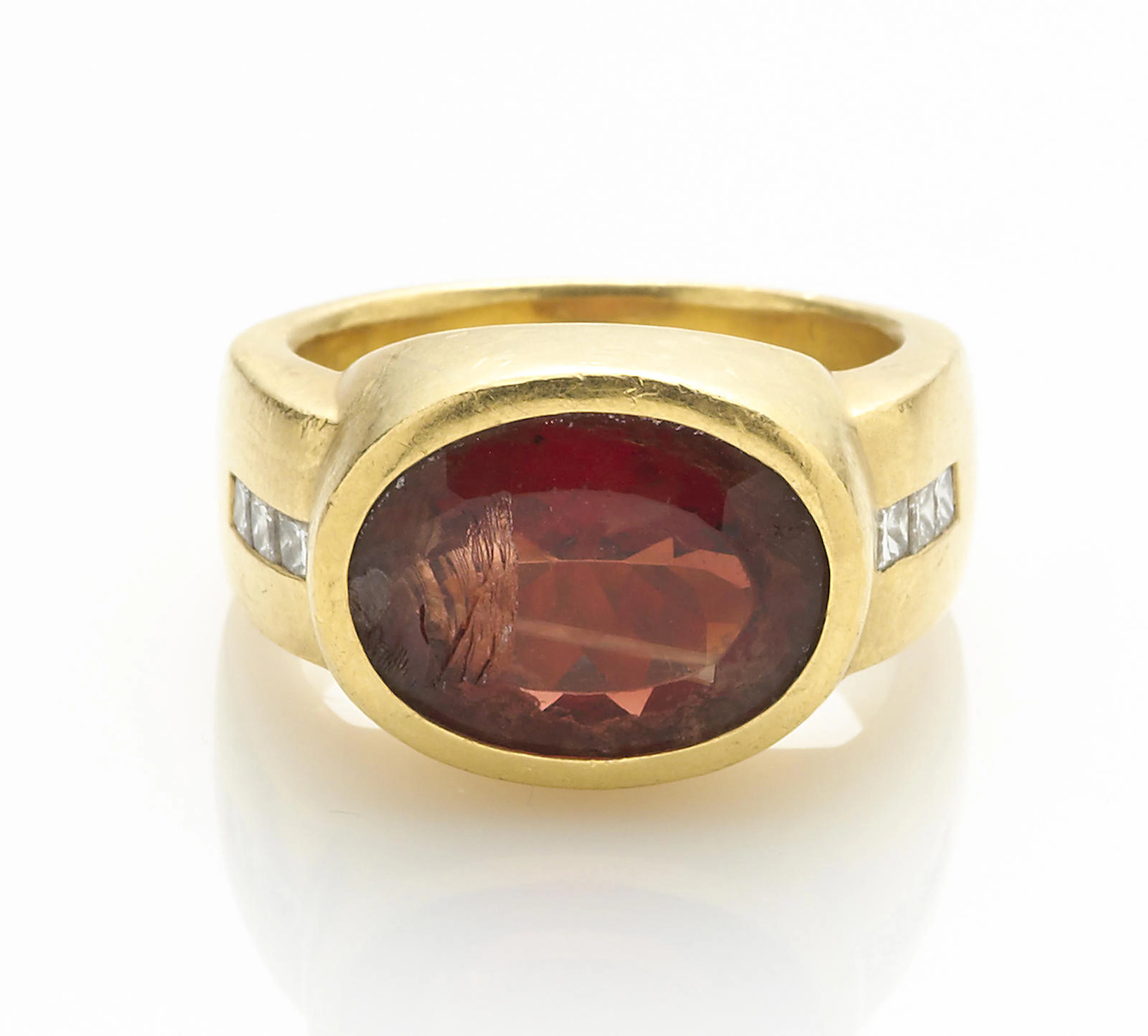A red labradorite, diamond and 22k gold ring, Terry B.