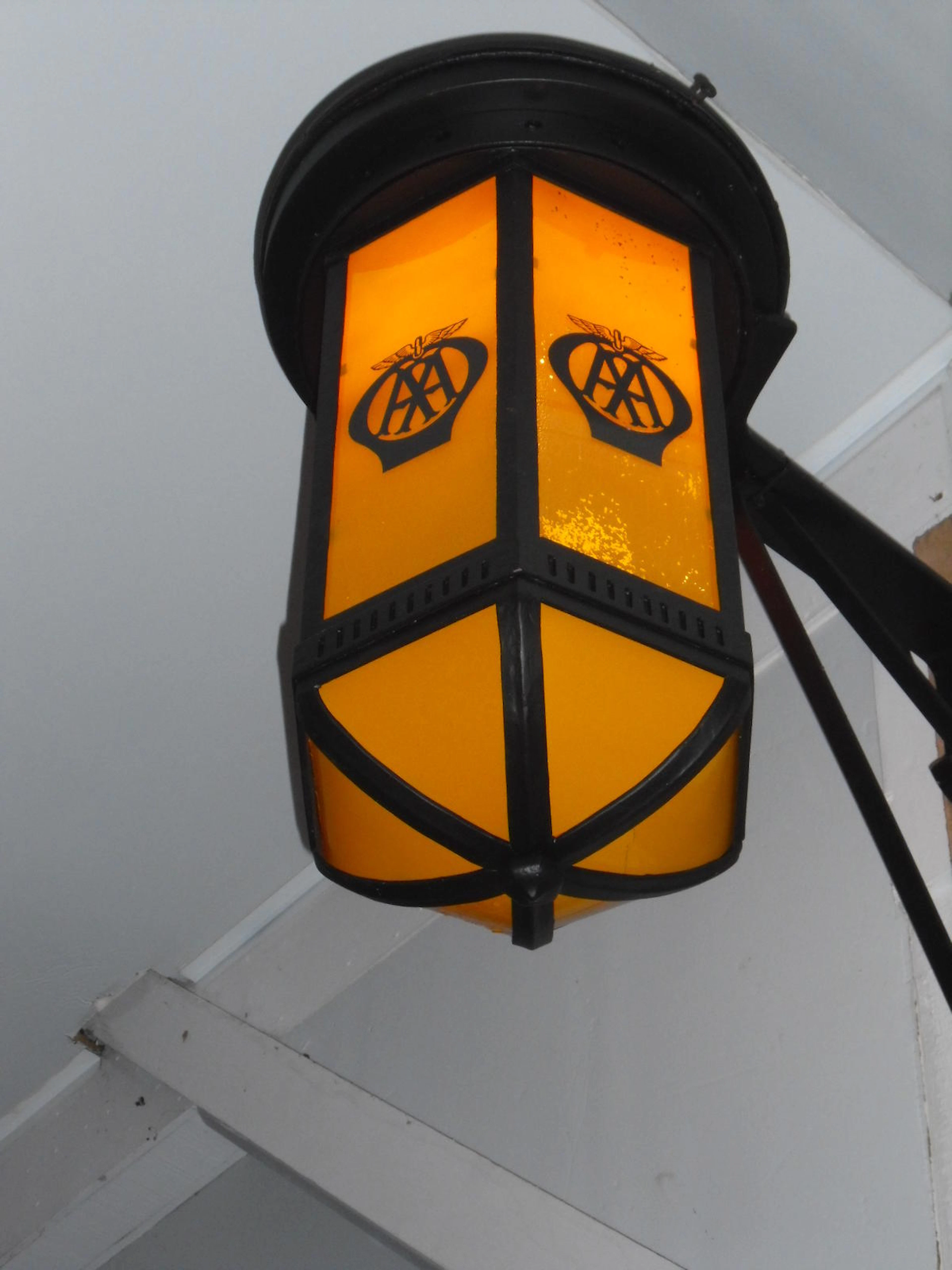 An Automobile Association hanging lamp,