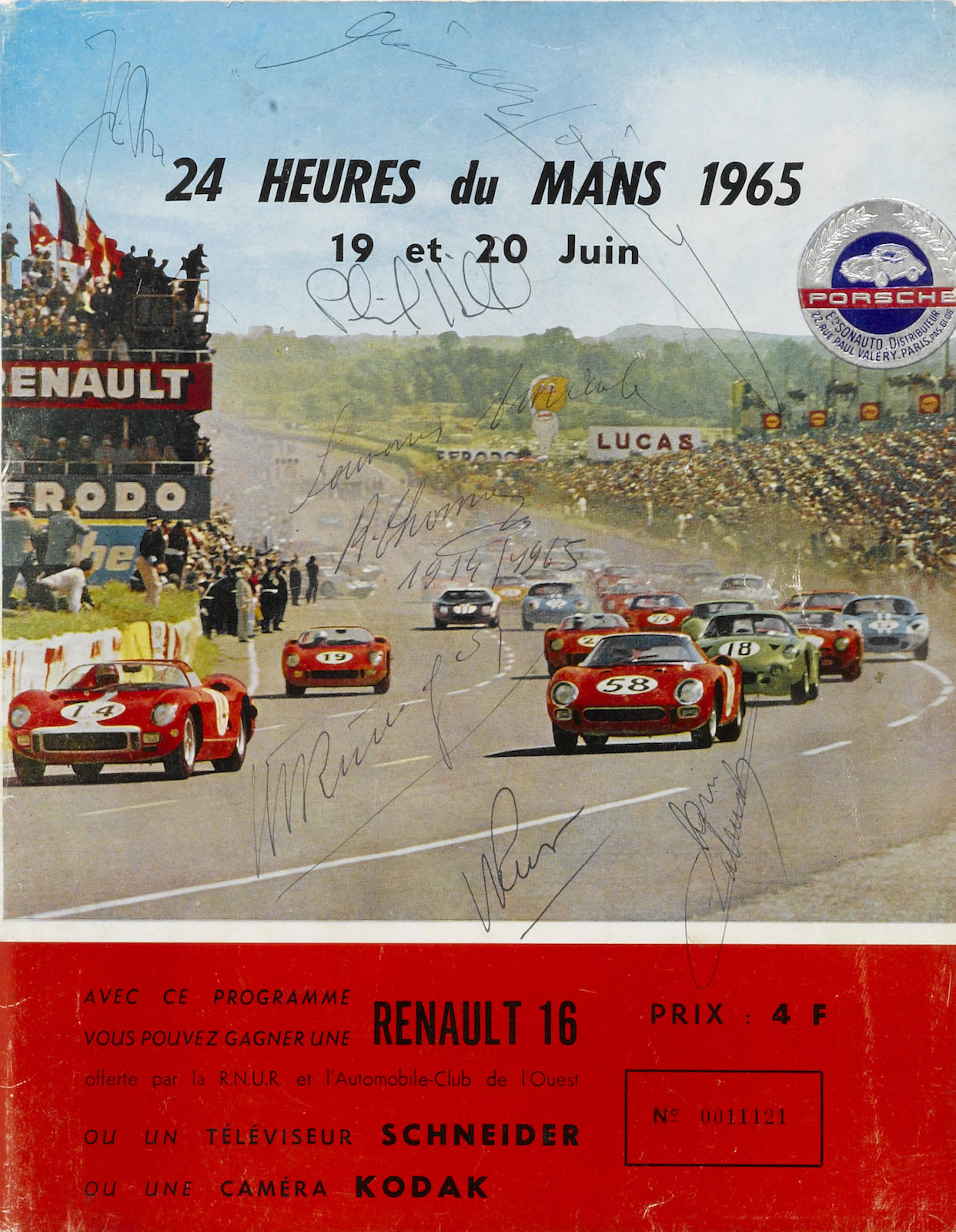 A signed 1965 24 Heures of Du Mans program,