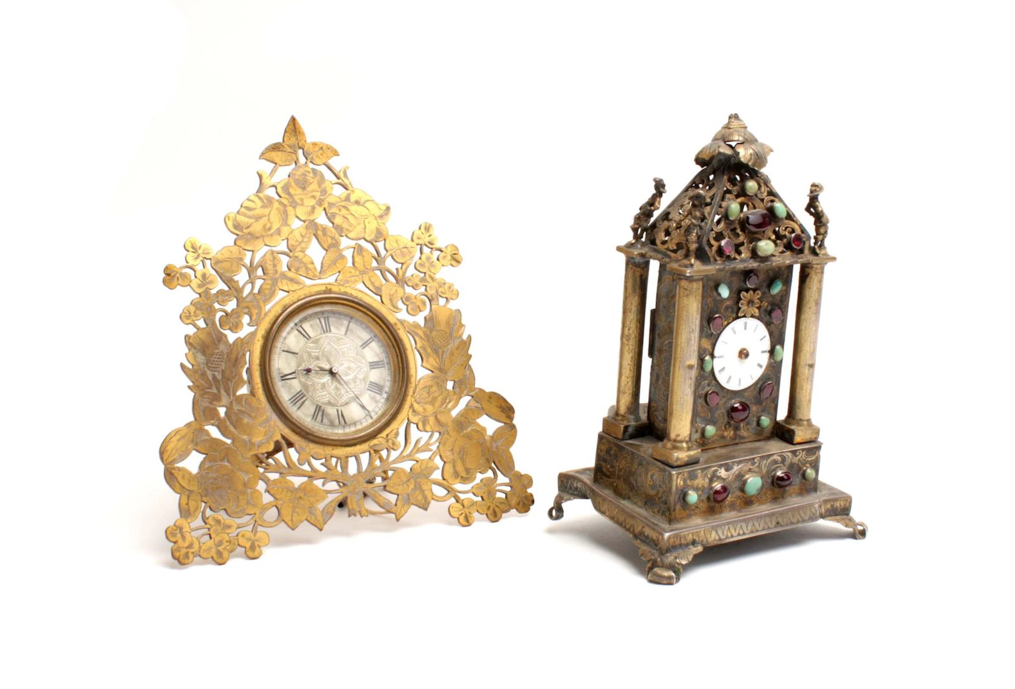 A late Victorian silver plated easel clock