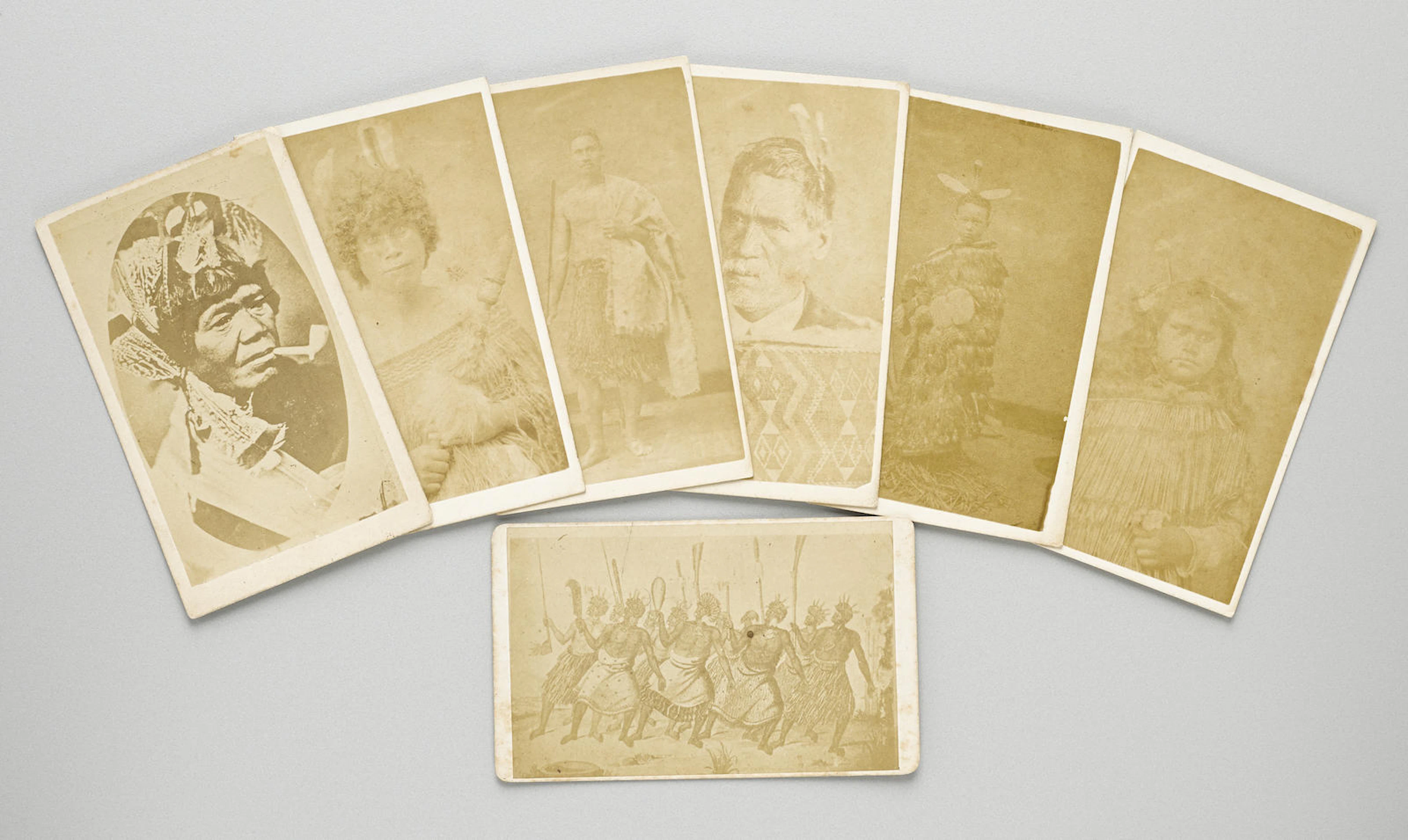 Seven Carte de Vistes of Maori Peoples, New Zealand, ca. 1860s