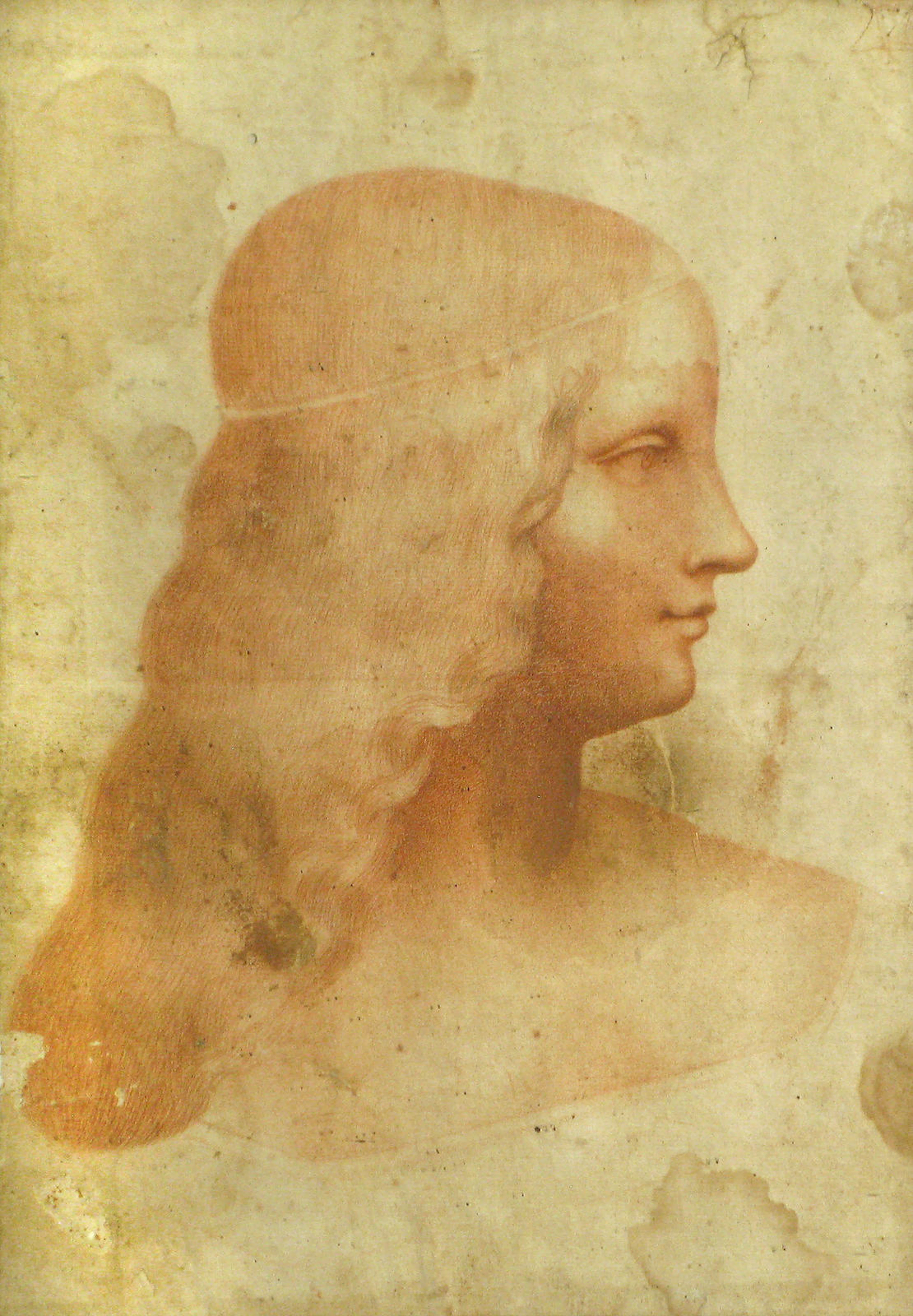 After Leonardo da Vinci, 18th(?) Century A portrait of Isabella d'Este 13 x 8 3/4in
