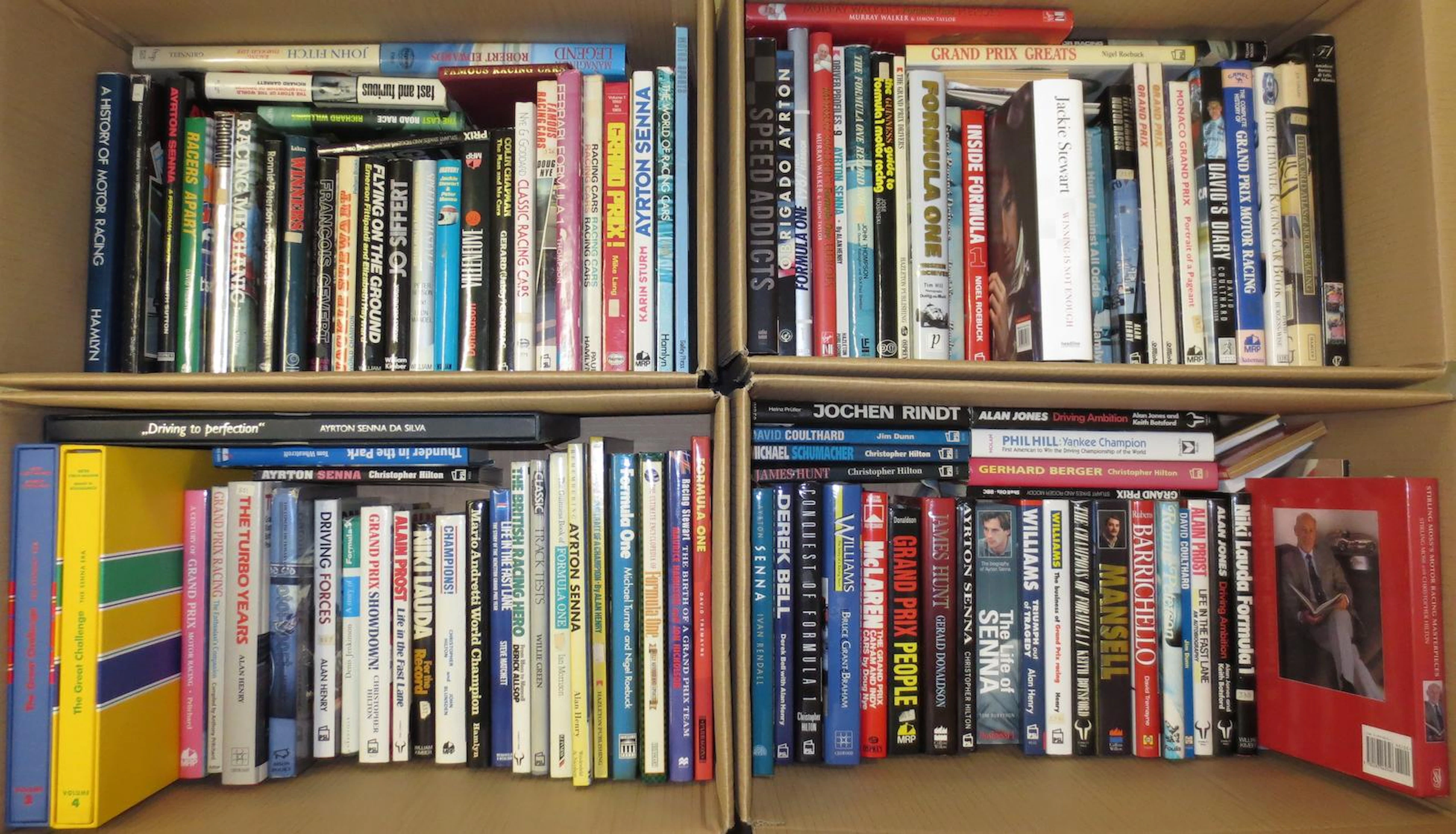 A quantity of Formula 1 and Grand Prix books,