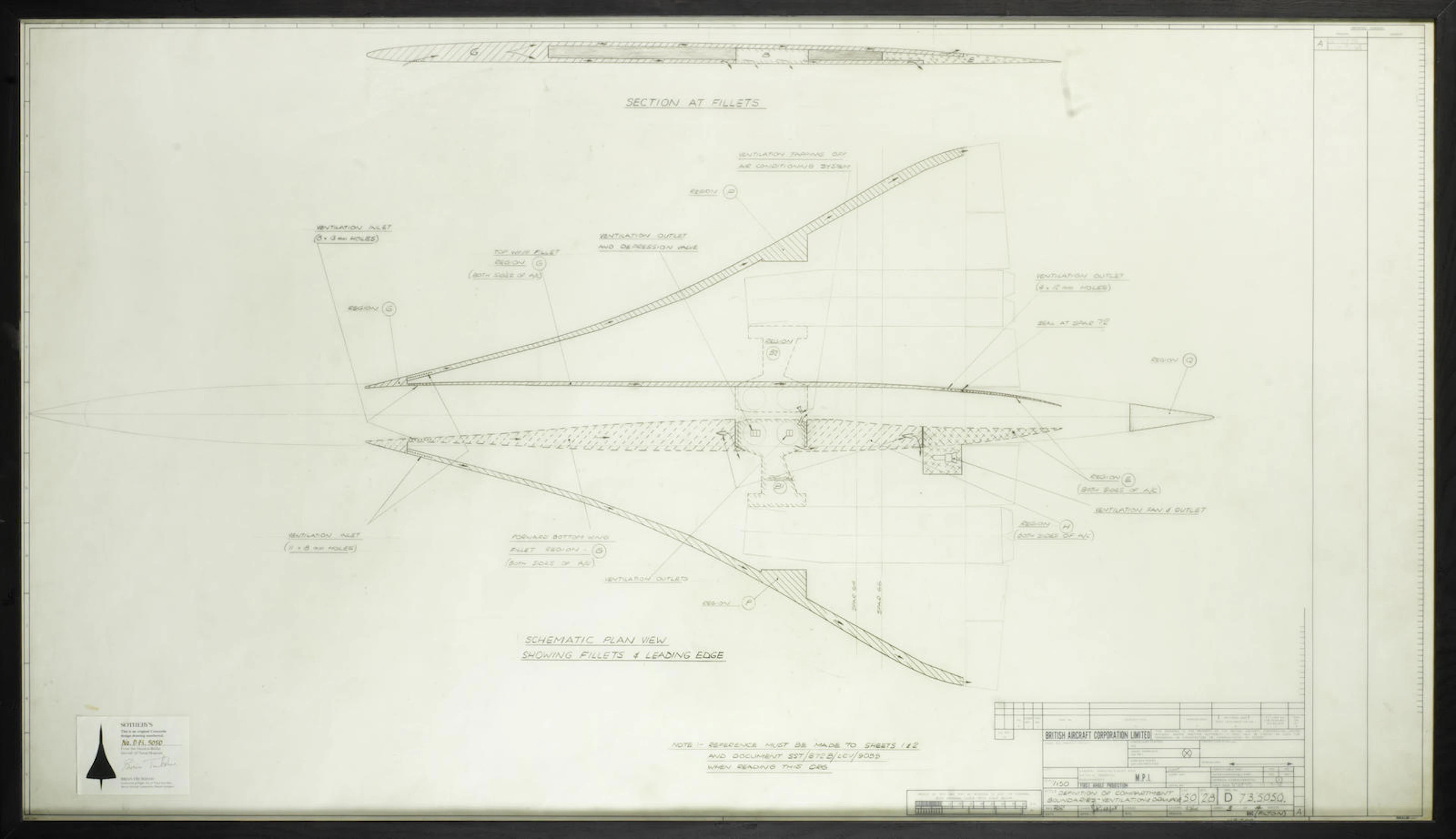 An original Concorde design drawing, late 1960s, 135 x 76cm.