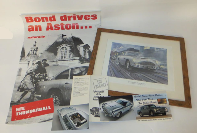 A James Bond Aston Martin DB5 "The Most Famous Car In The World" print after Massey,