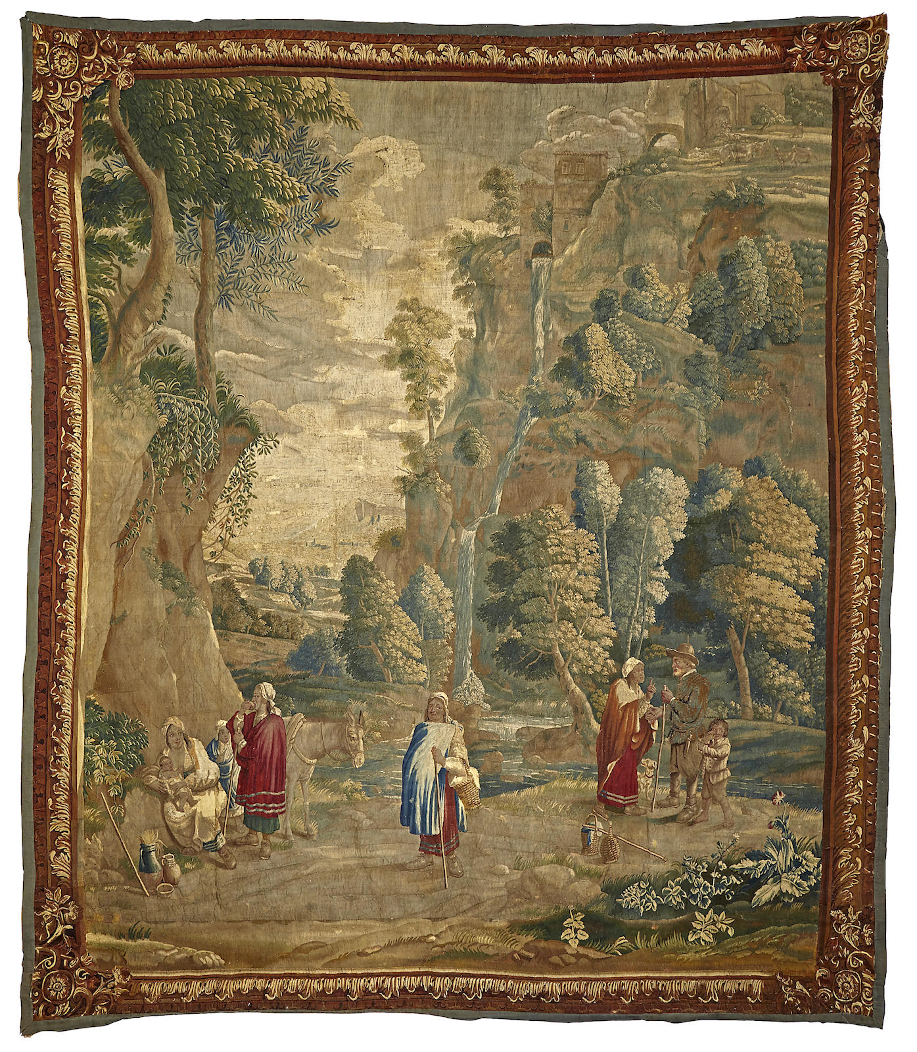 A Flemish pastoral tapestry: The Gypsy Fortune Teller