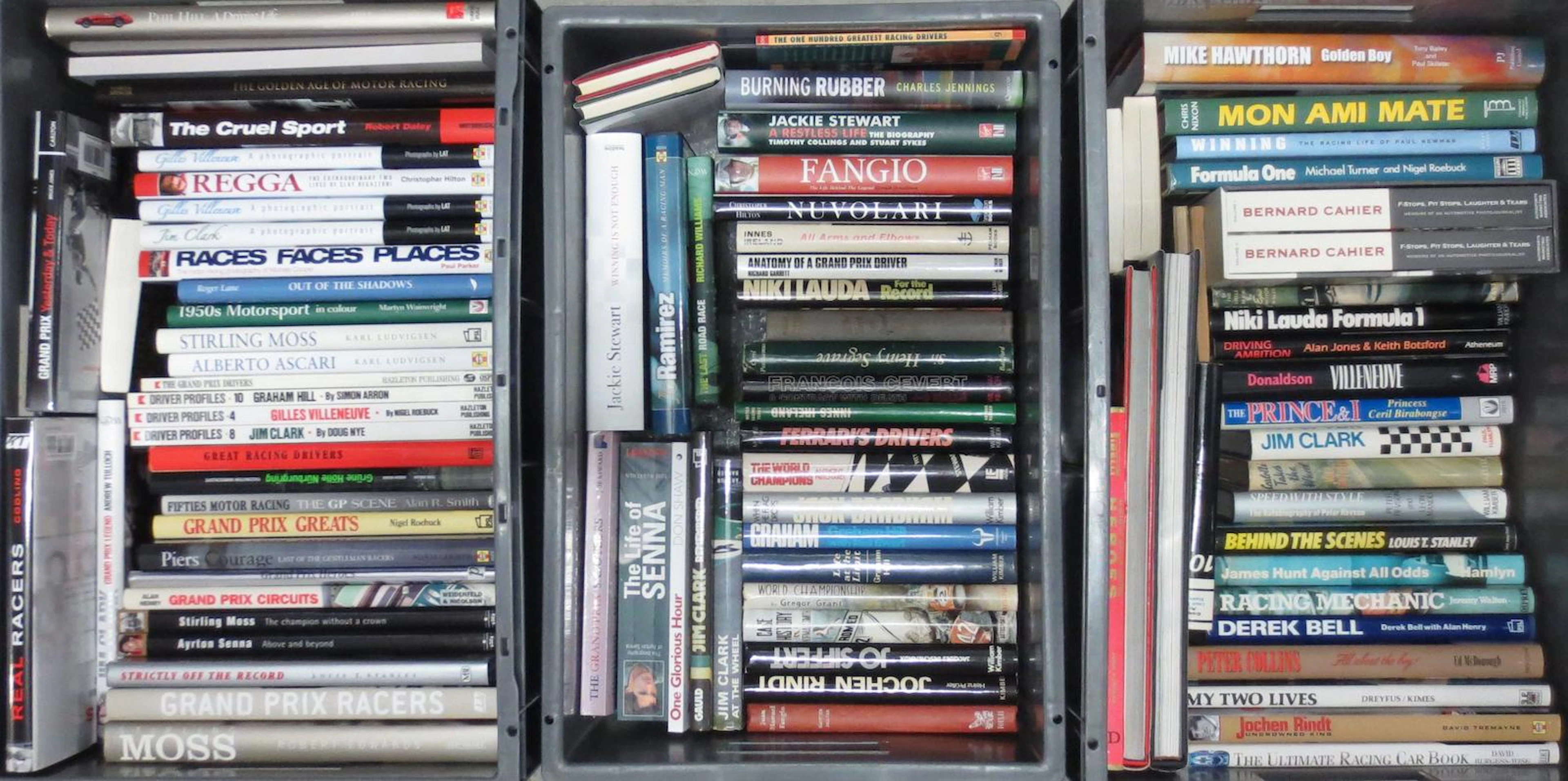 A quantity of books relating to racing drivers,