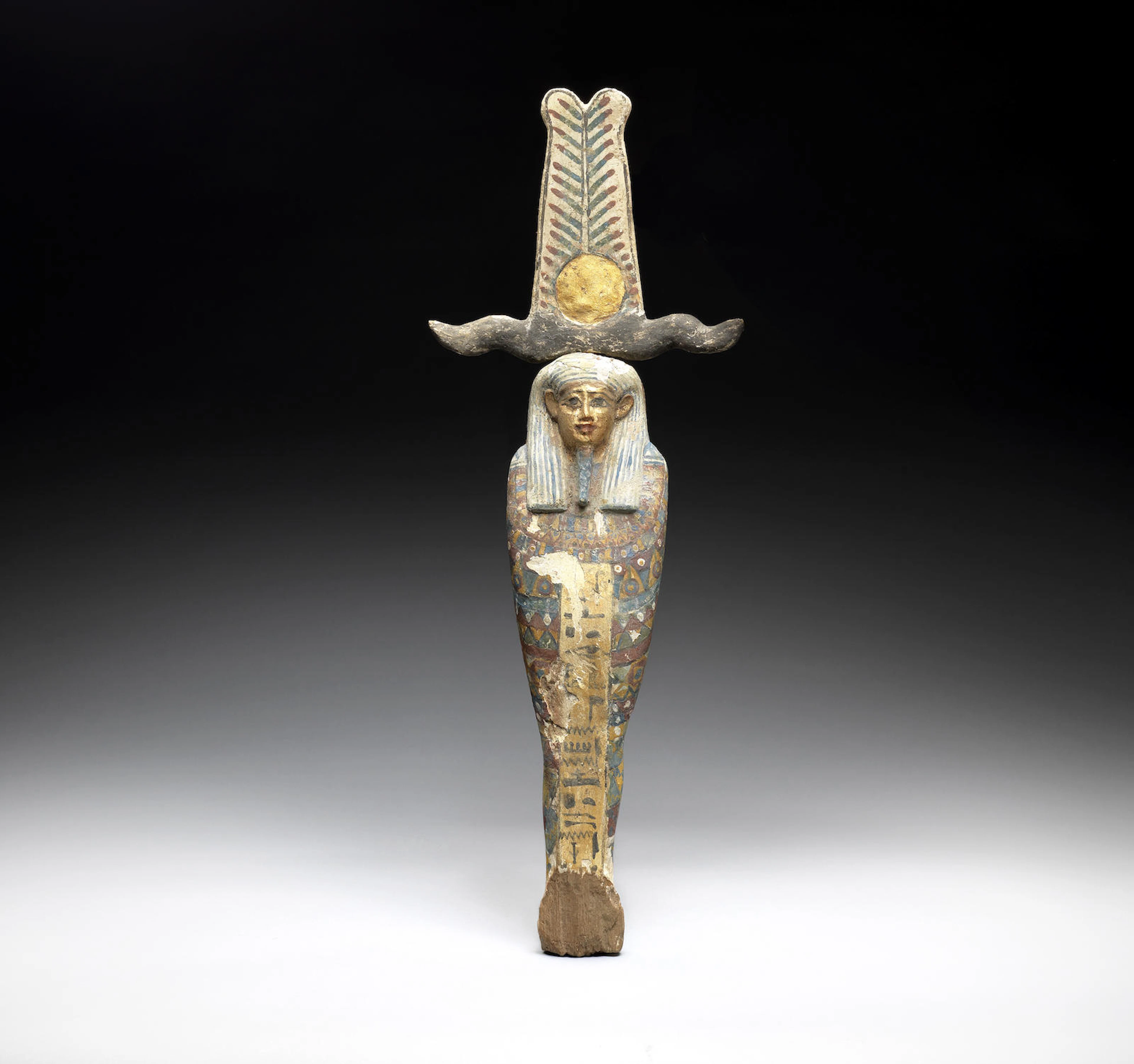 An Egyptian gilt and polychrome painted wood Ptah-Sokar-Osiris