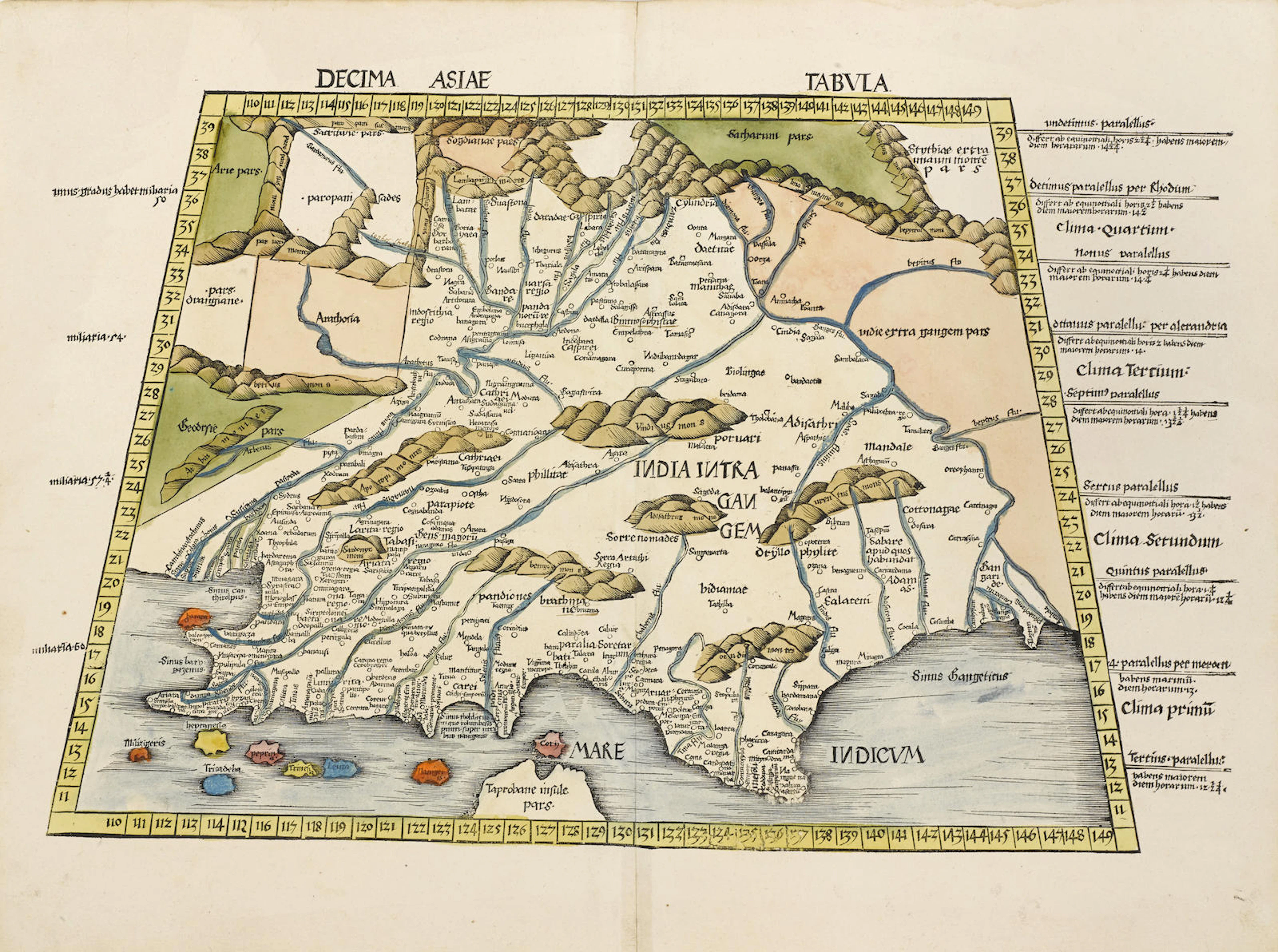 PTOLEMAEUS, CLAUDIUS, and MARTIN WALDSEEMÜLLER. Decima Asie Tabula. [Strassburg: J. Schott, 1513.]