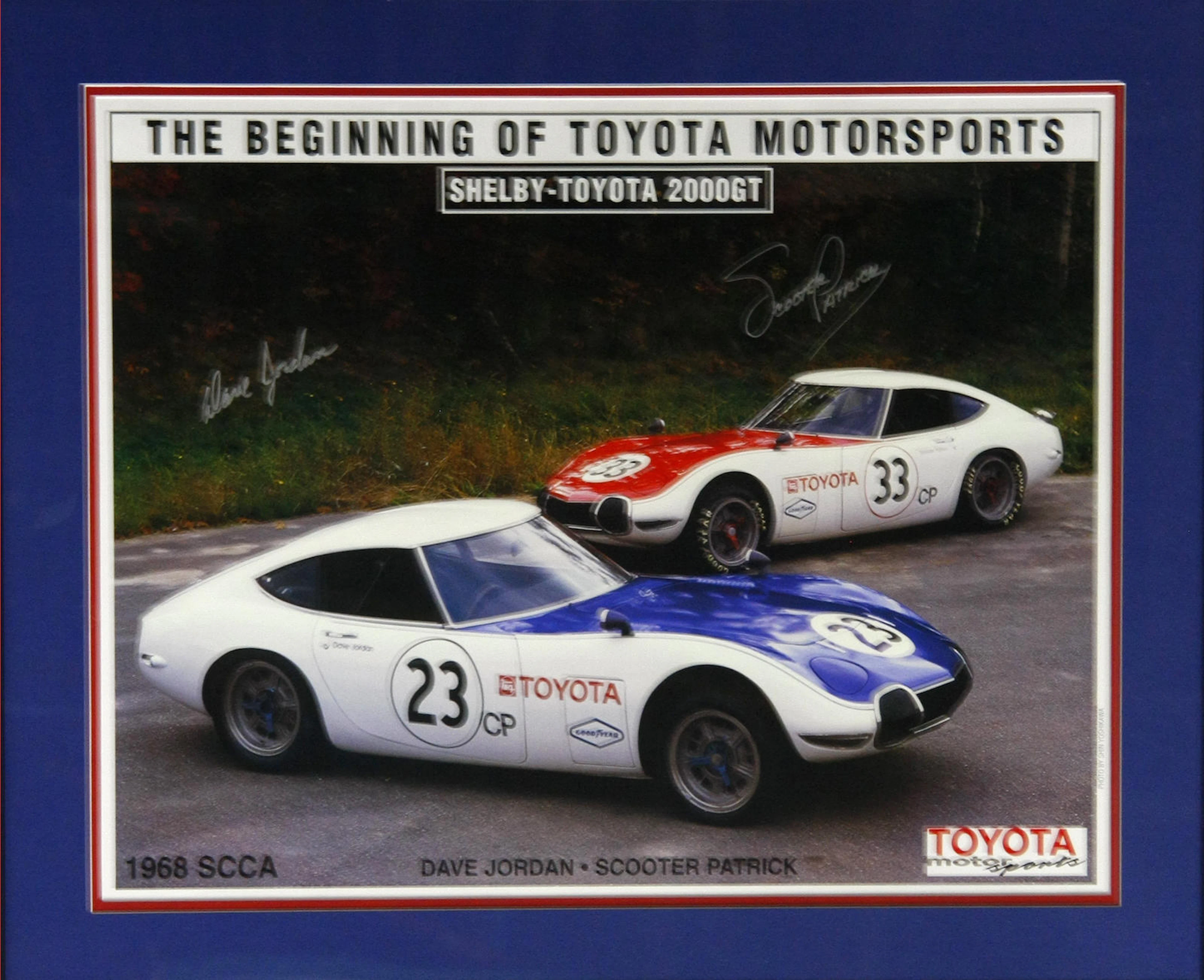 A signed commemorative Shelby-Toyota 2000GT poster,