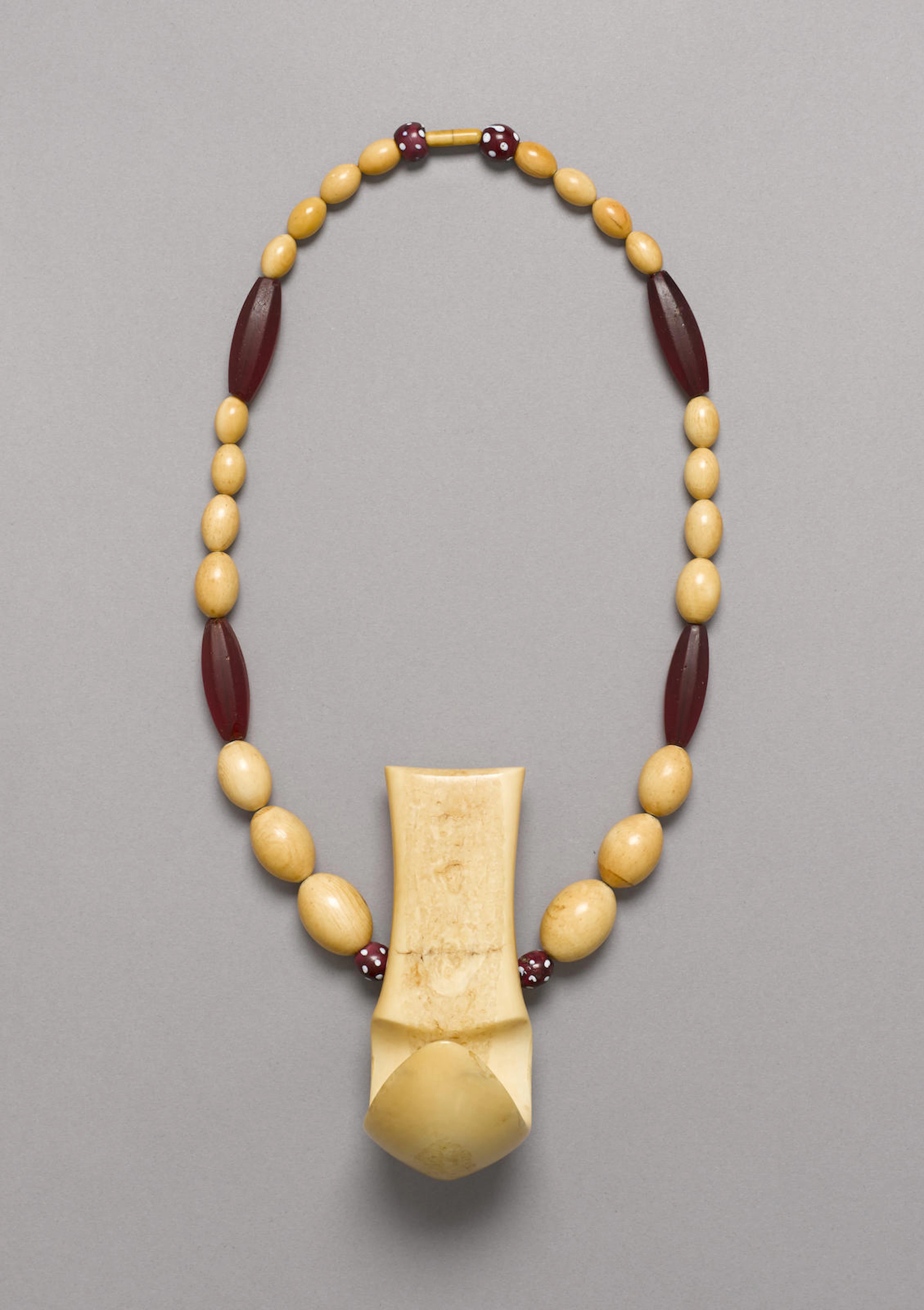 Hook Pendant on Bead Necklace, Hawaiian Islands