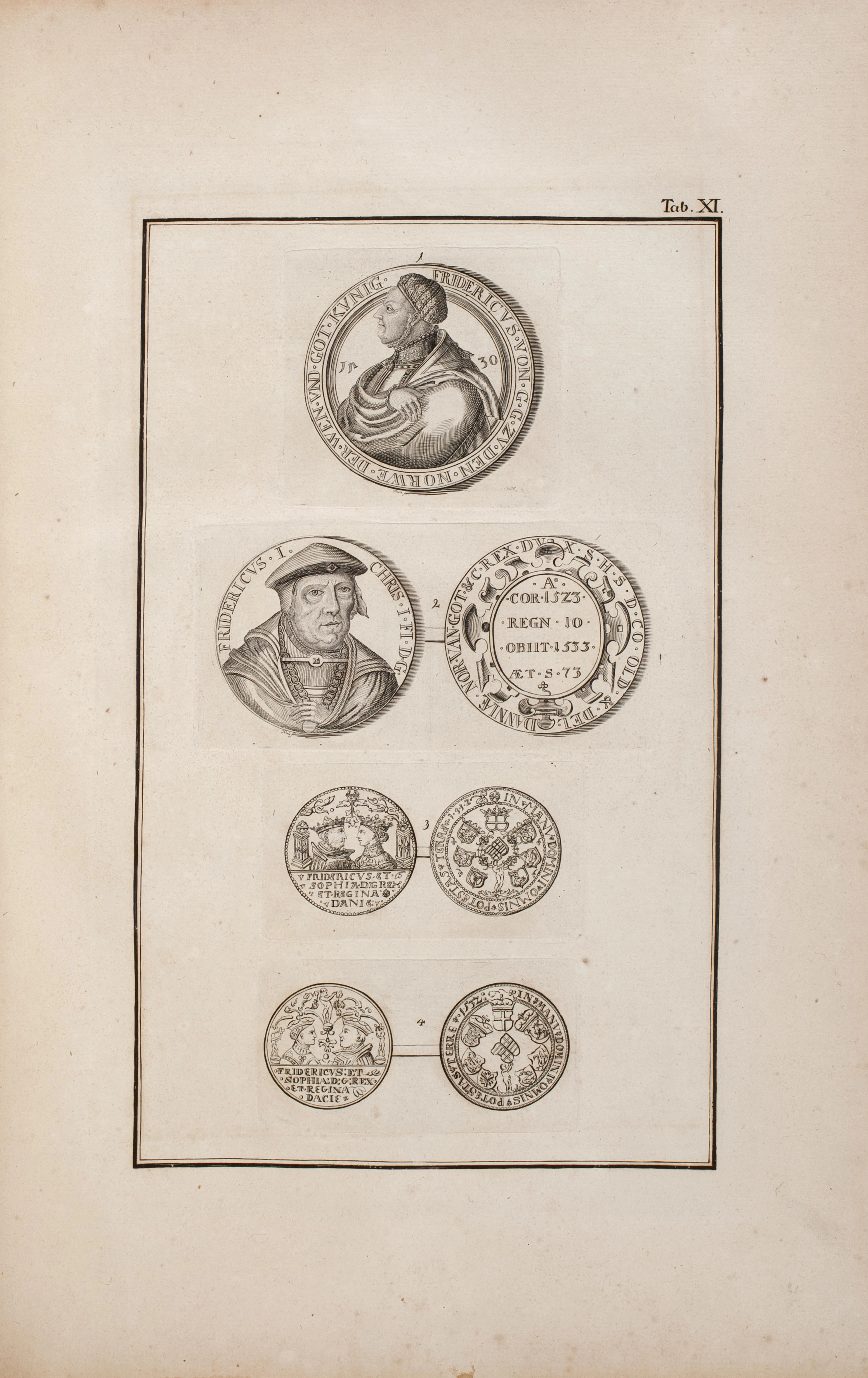 COINS AND MEDALSDANISH ROYAL COLLECTION. Beskrivelse over Danske Mynter og Medailler. I Den Kongelige Samling. Copenhagen: N. Möller & Sön, 1791.