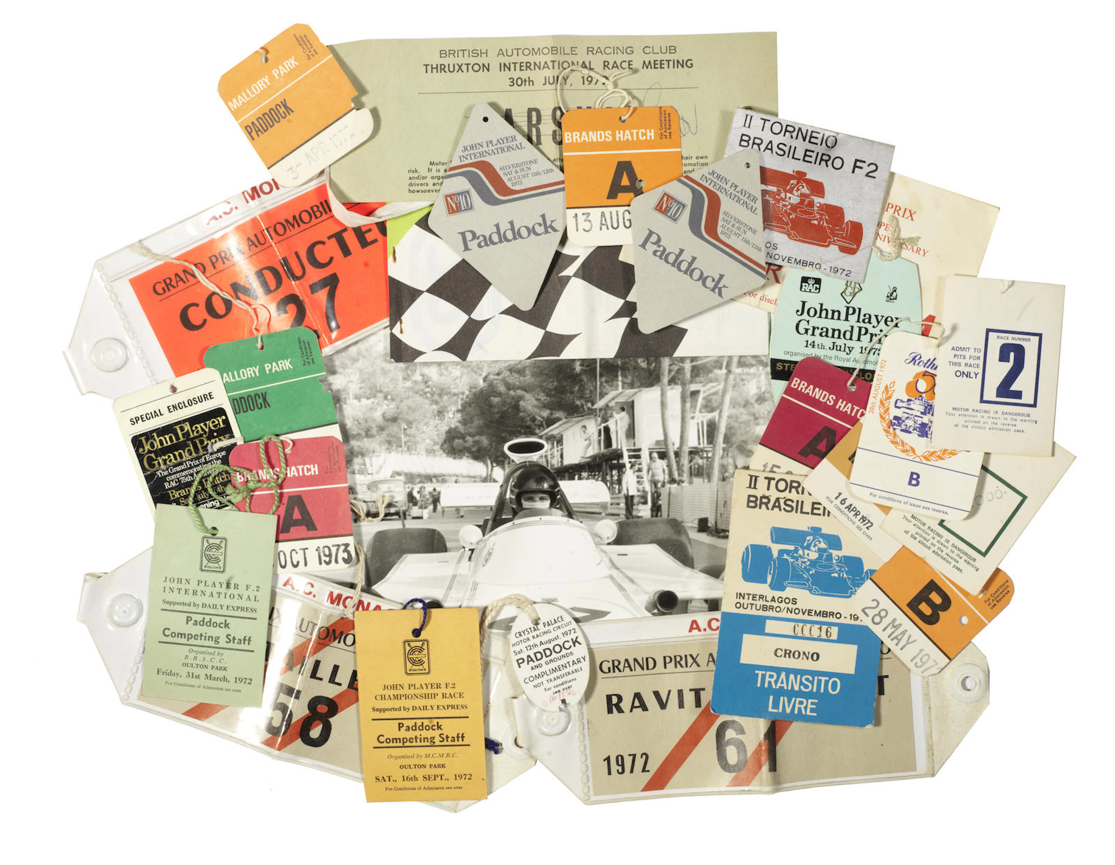 James Hunt's 1973 Monaco Grand Prix 'Conducteur' armband issued by the Automobile Club de Monaco,