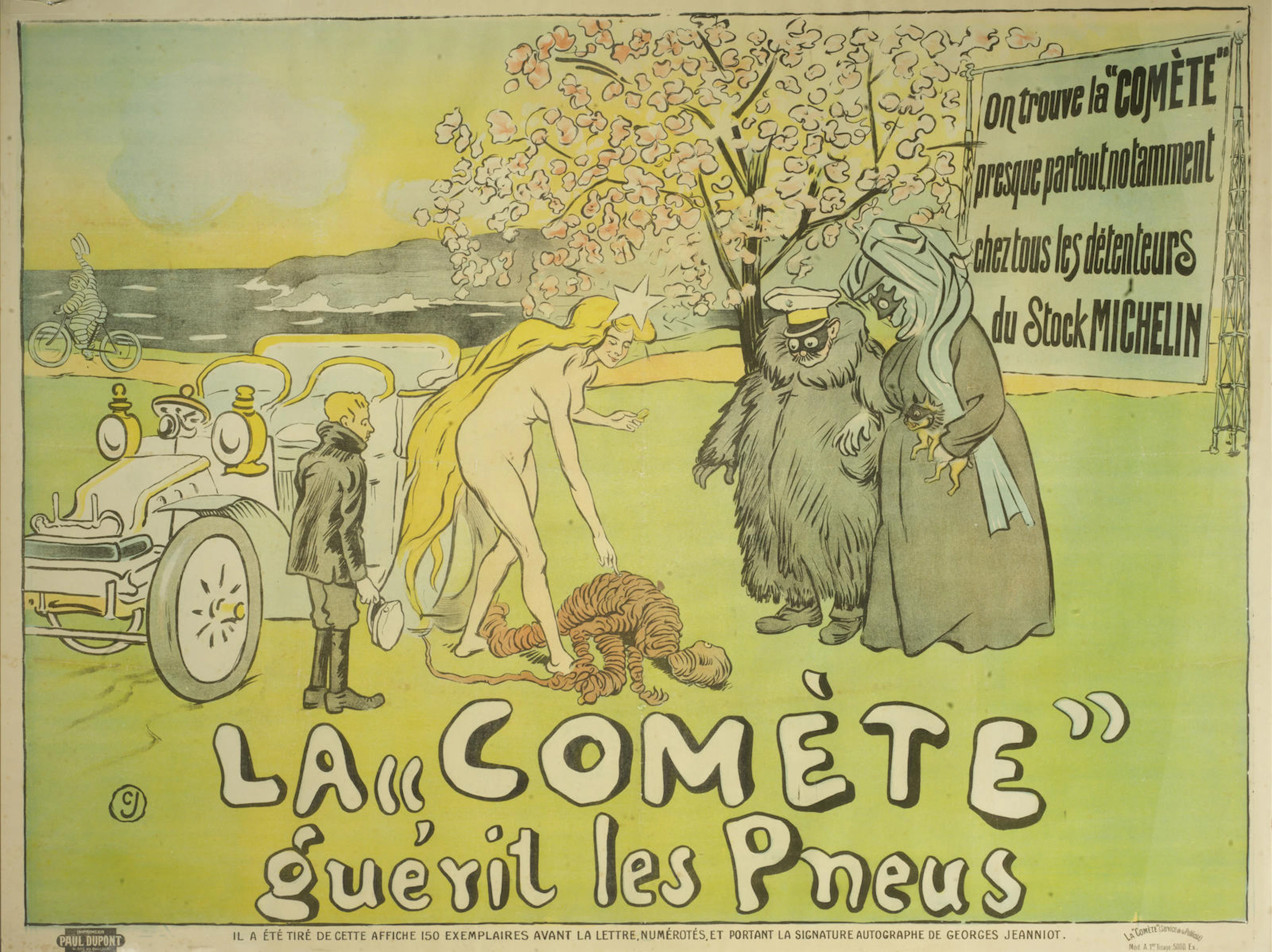 A 'La "Comète" guérit les Pneus' lithographic advertising poster for Michelin, French, 1906,