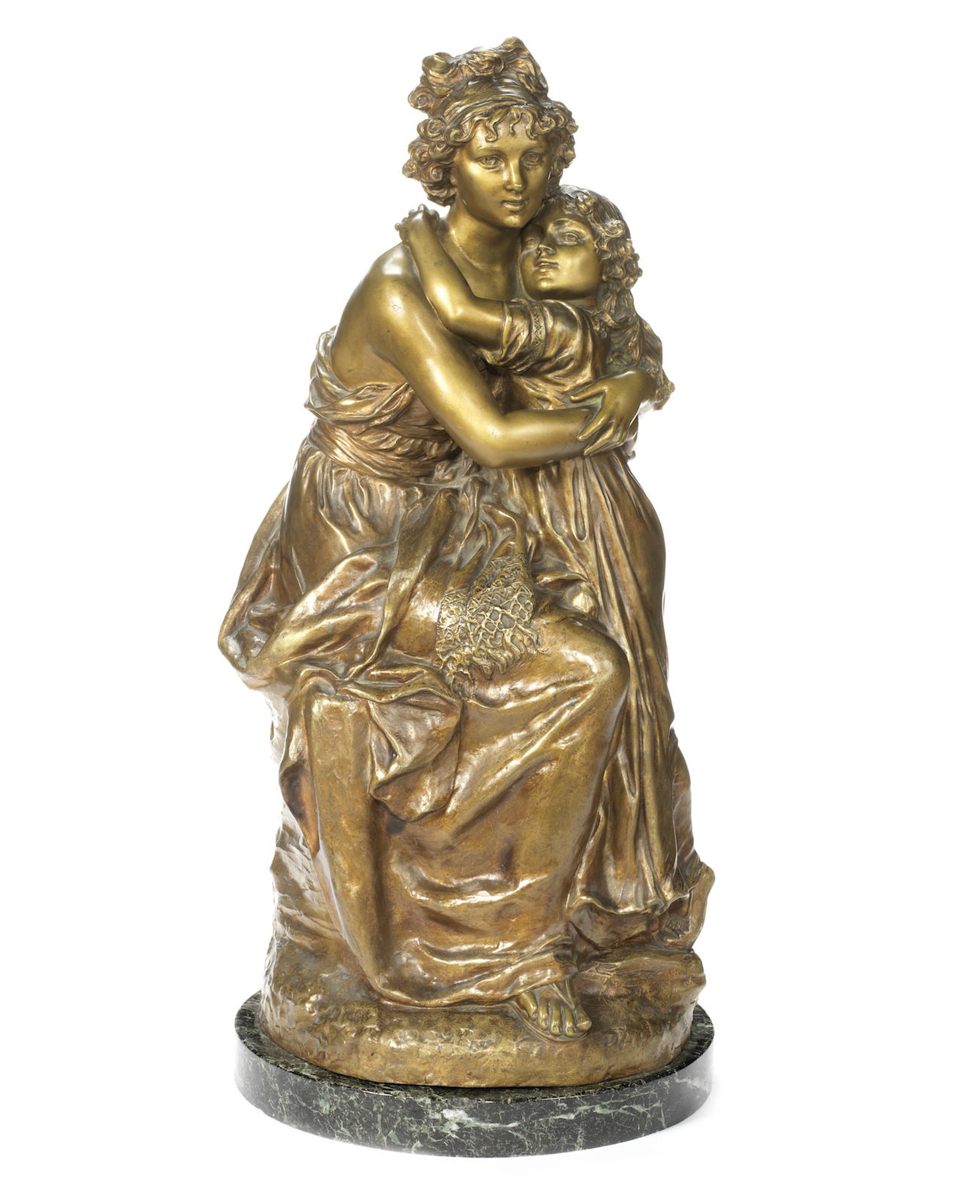 M. Charny, French (fl. late 19th / early 20th century):A patinated bronze figural group of Louise Élisabeth Vigée le Brun avec sa fille