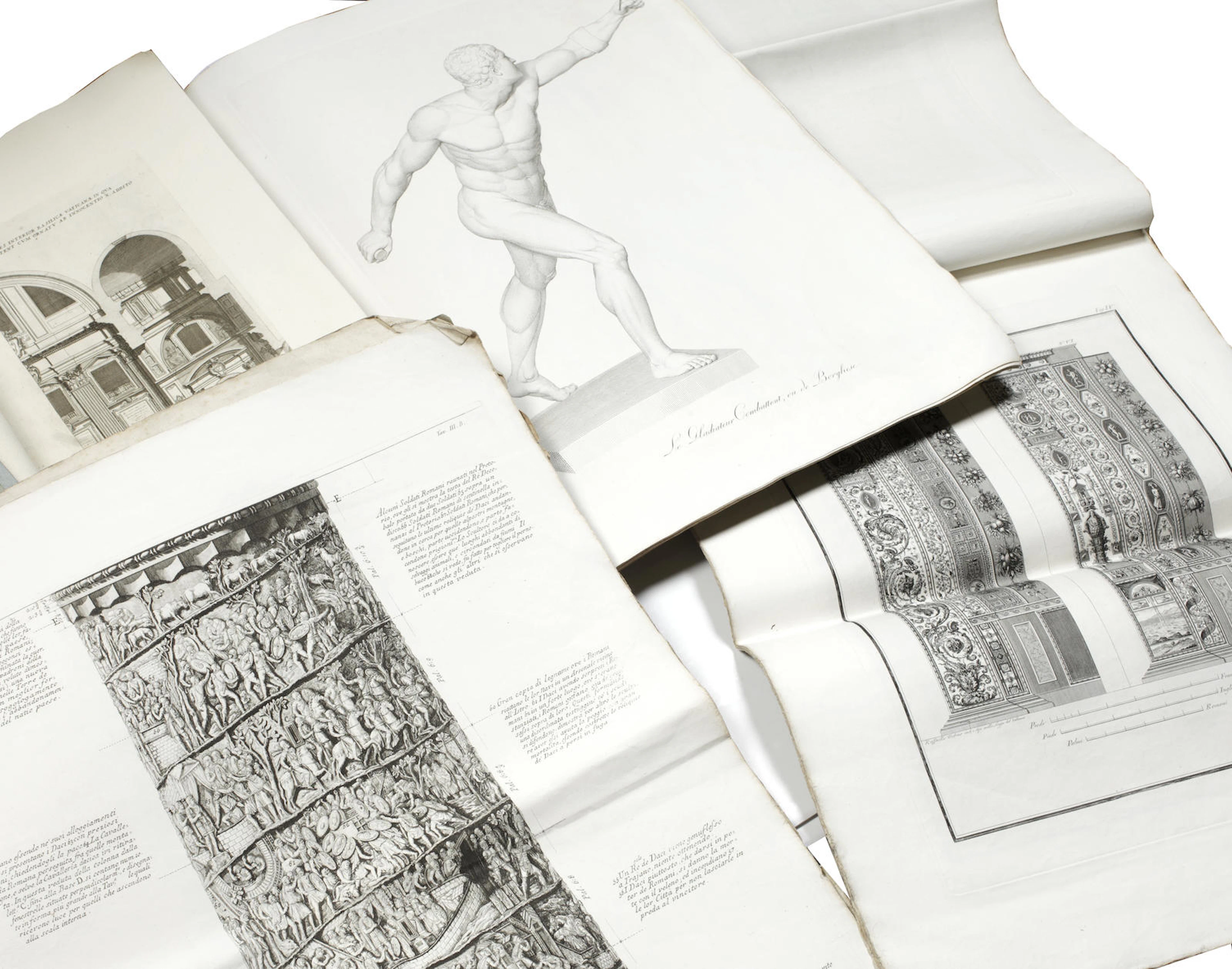 Grand Tour Interest: A group of five portfolios of Architectural engravings Comprising Views of the Vatican and related monuments; another titled Logge Del Vaticano; another of Classical Sculptures an
