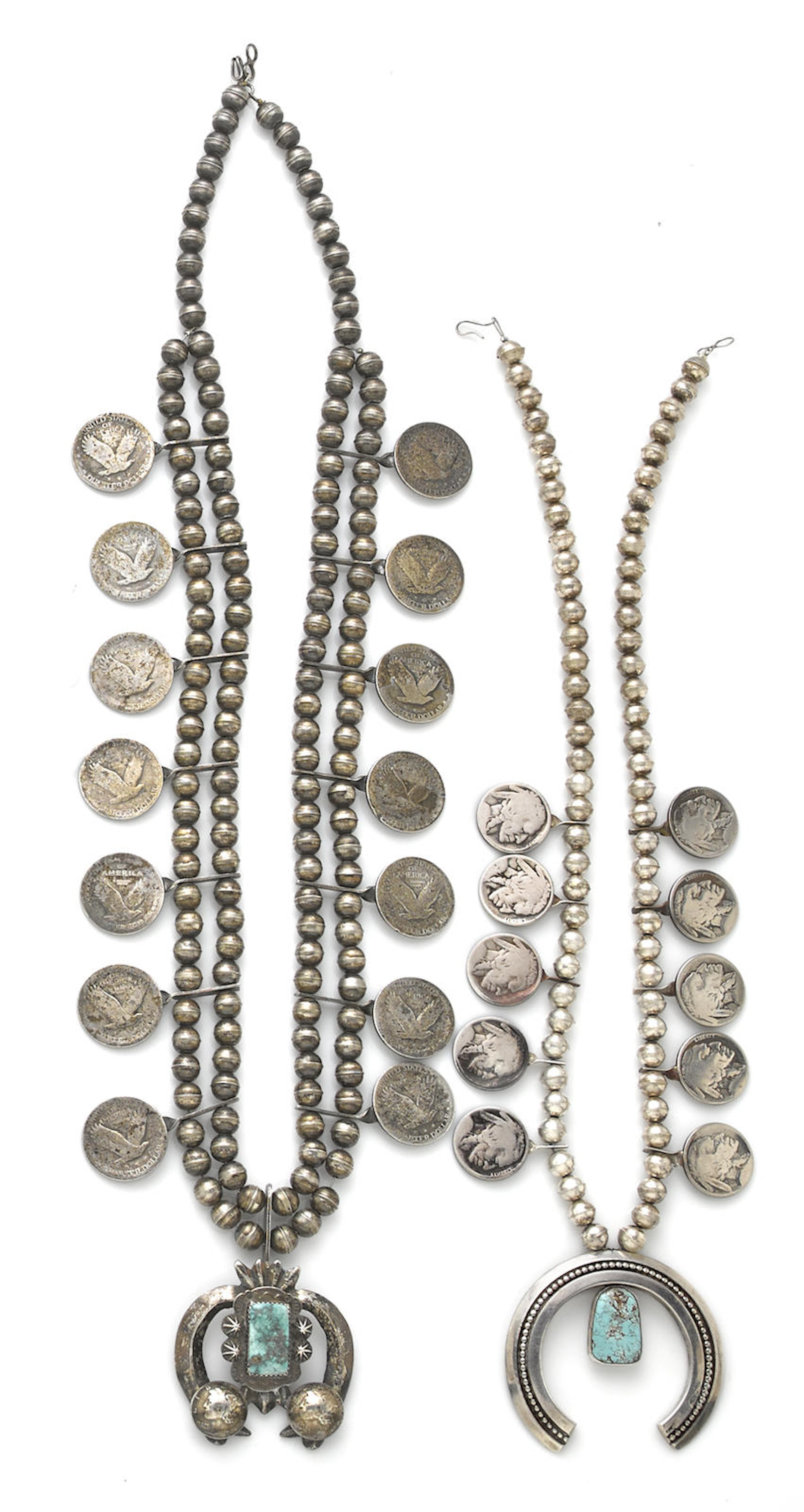 Two Navajo coin necklaces