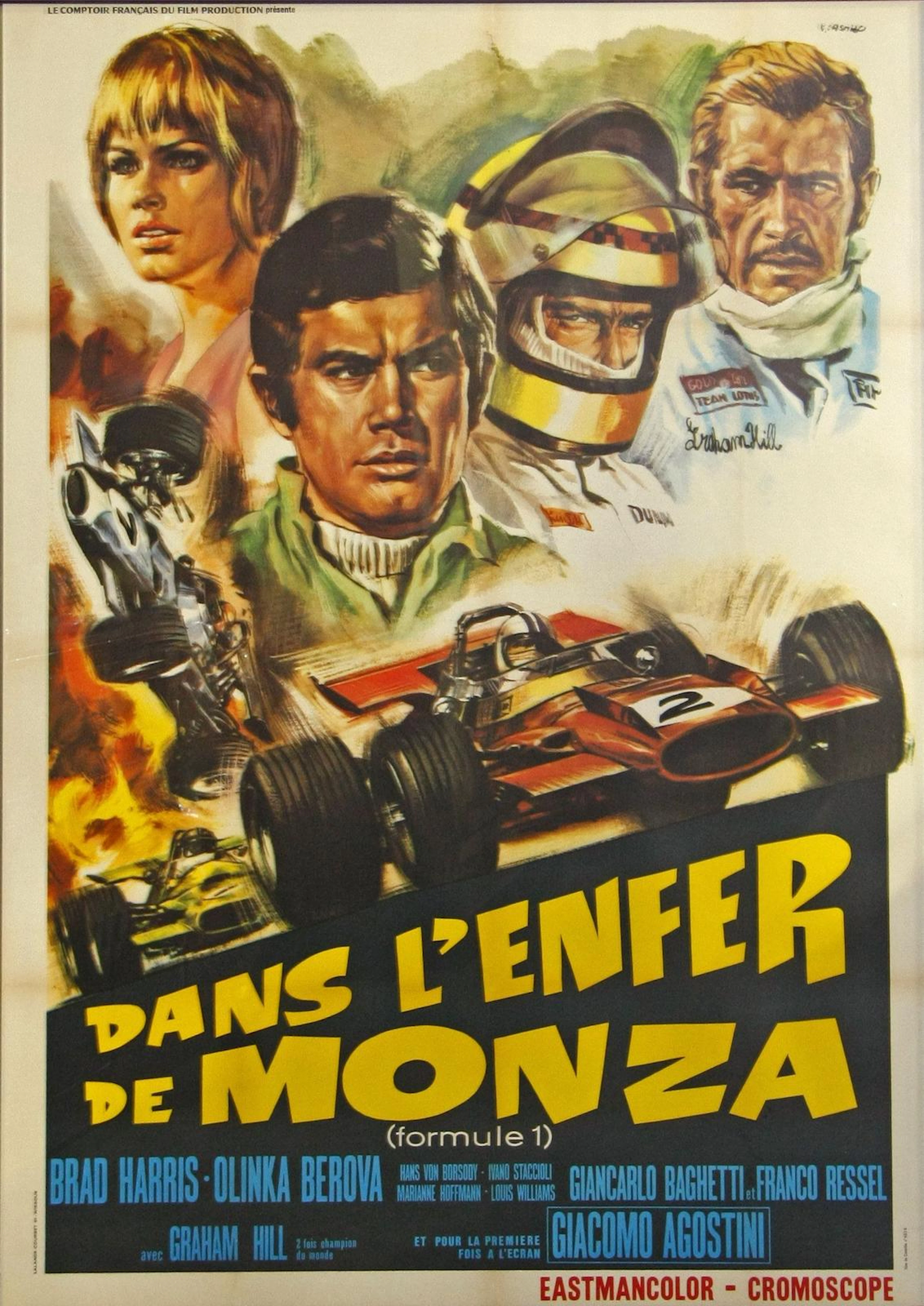 A 'Dans l'Enfer de Monza' (Formule 1) movie poster, c. 1972,
