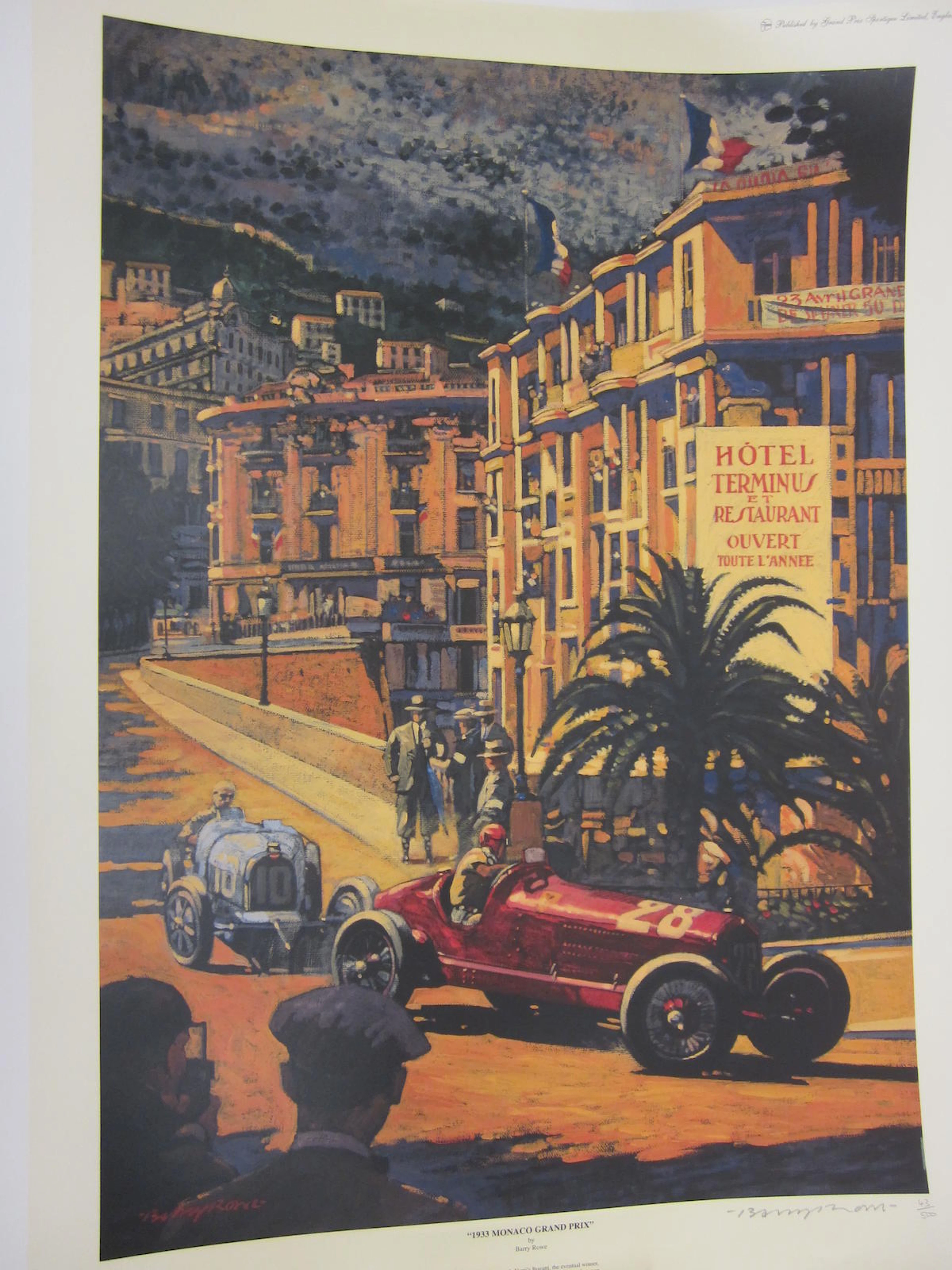 An interesting grouping of Alfa Romeo prints together with modern Mille Miglia event posters,