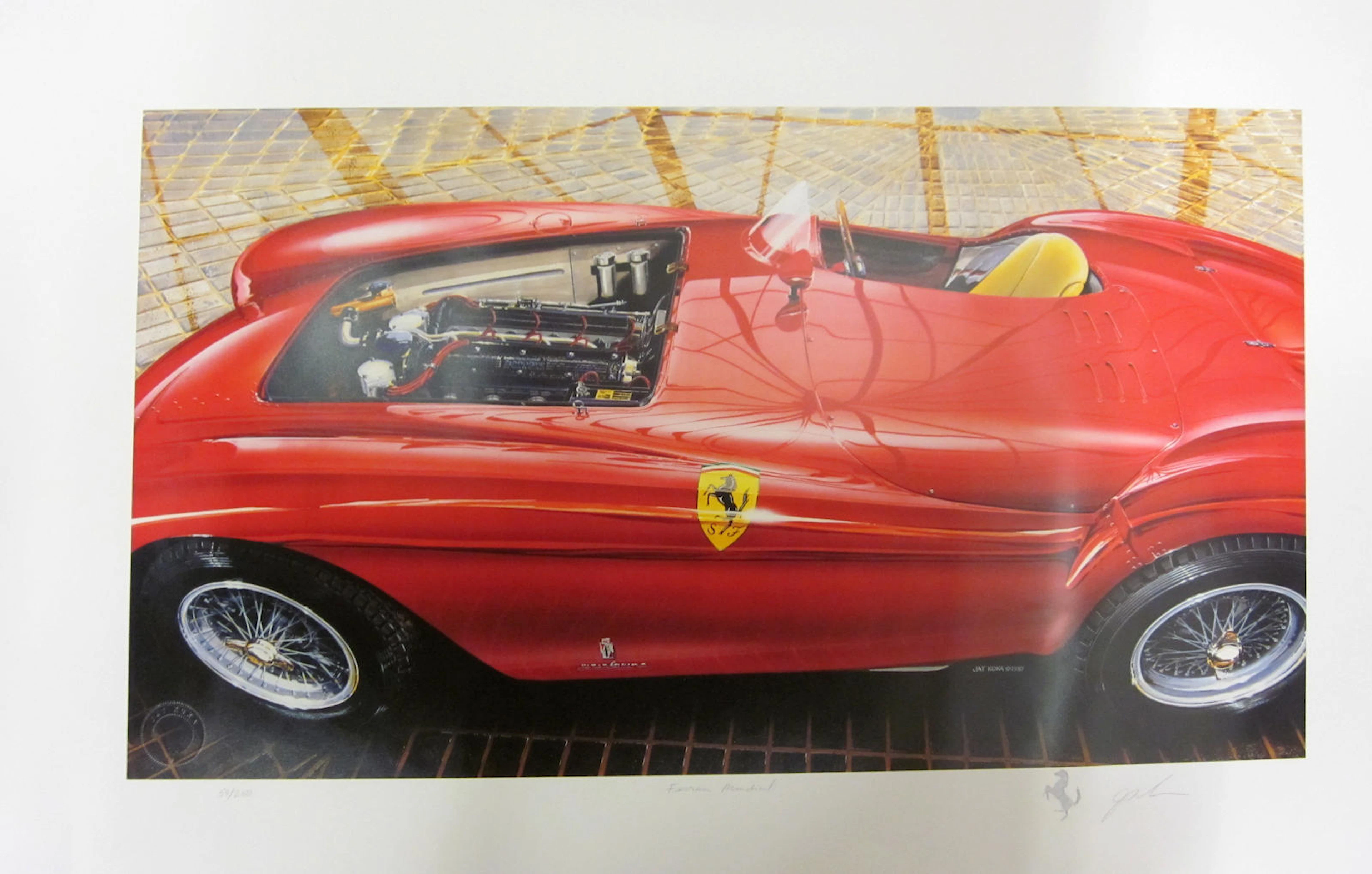 A limited edition Jay Koka print entitled 'Ferrari Mondial', together with another modern Ferrari Advertising poster,