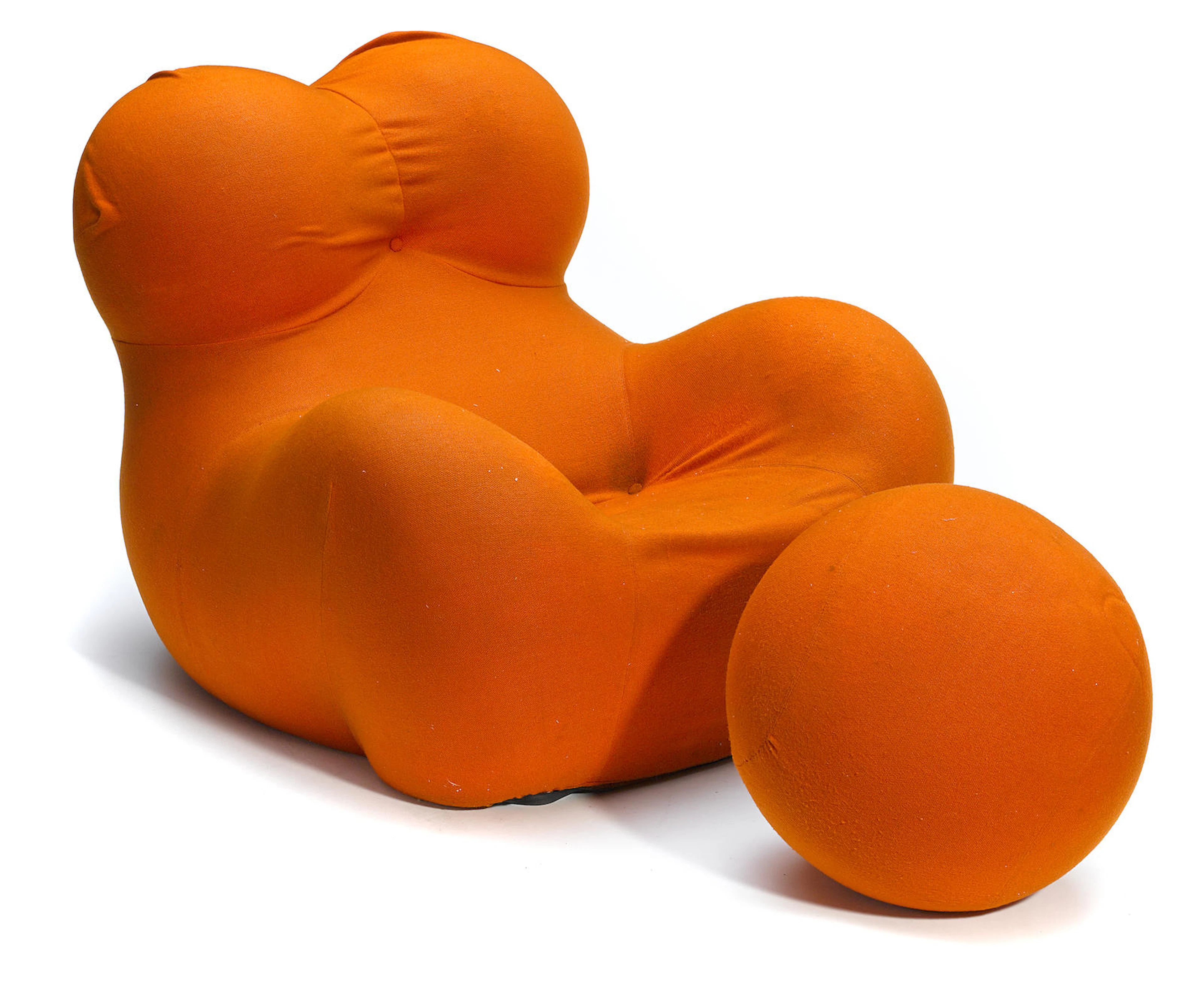 A Gaetano Pesce stretch upholstered polyurethane foam and rubber UP5 chair and UP6 ottoman