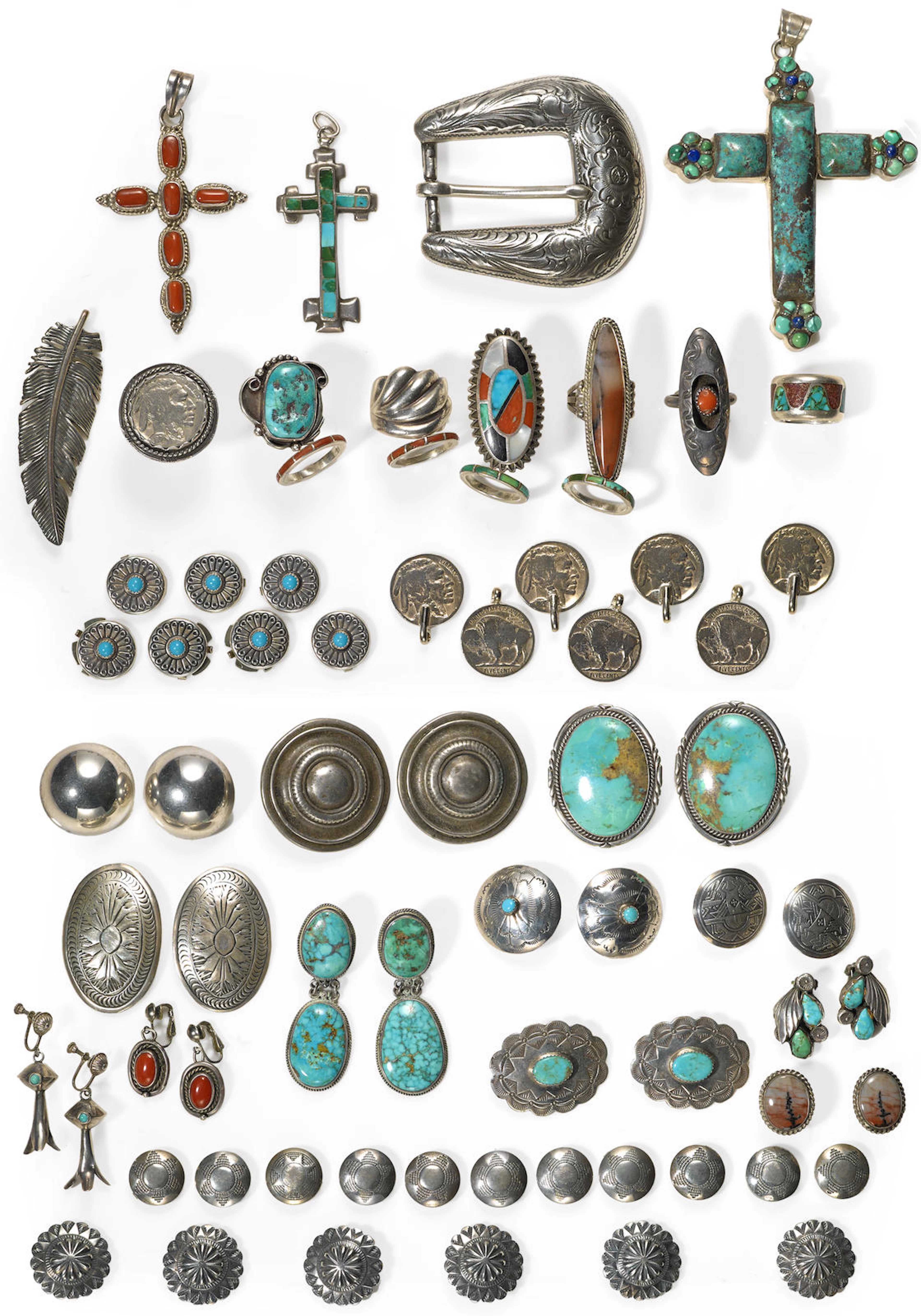 A collection of Southwest jewelry items