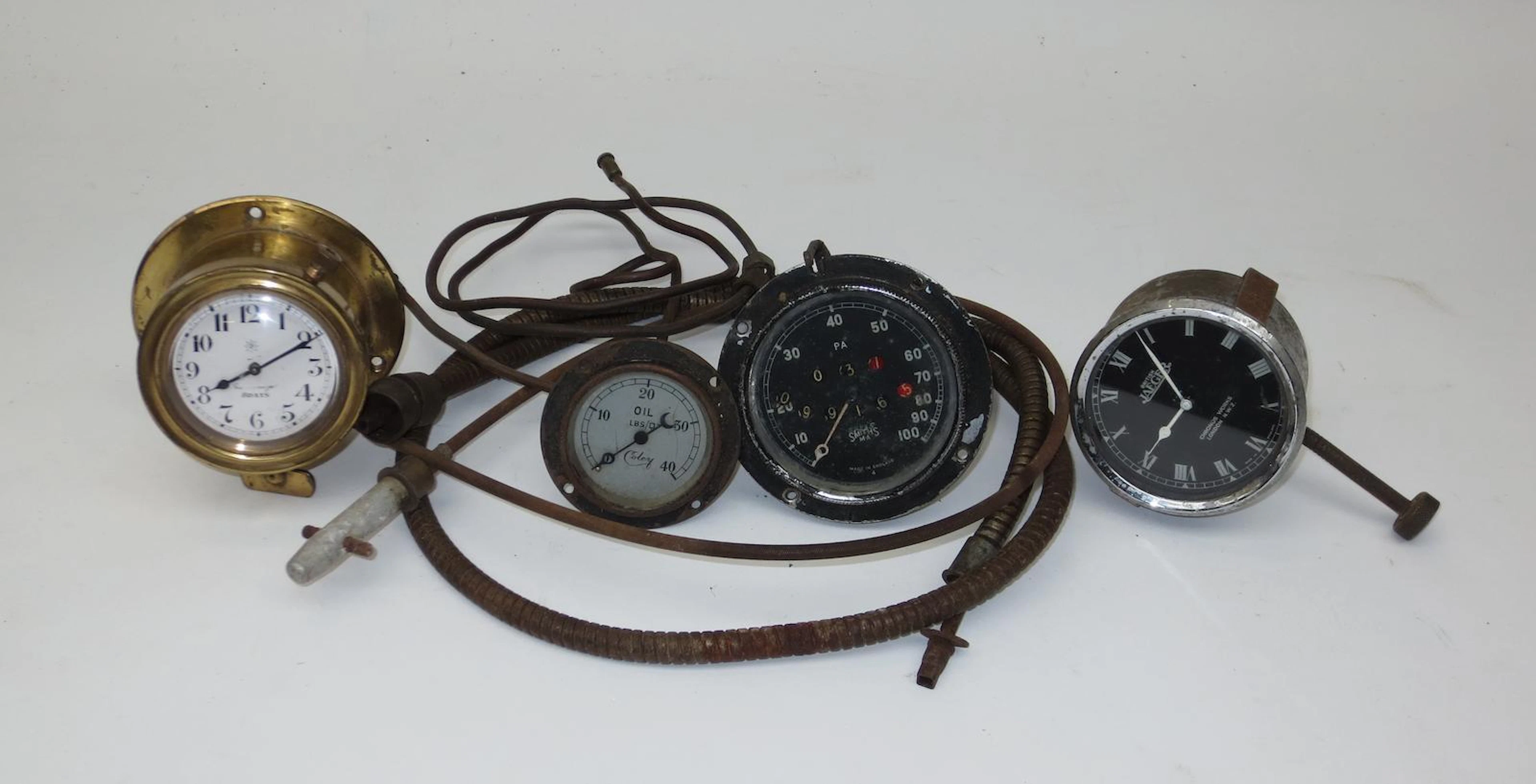 A speedometer and oil pressure gauge for Austin 7 Ulster,