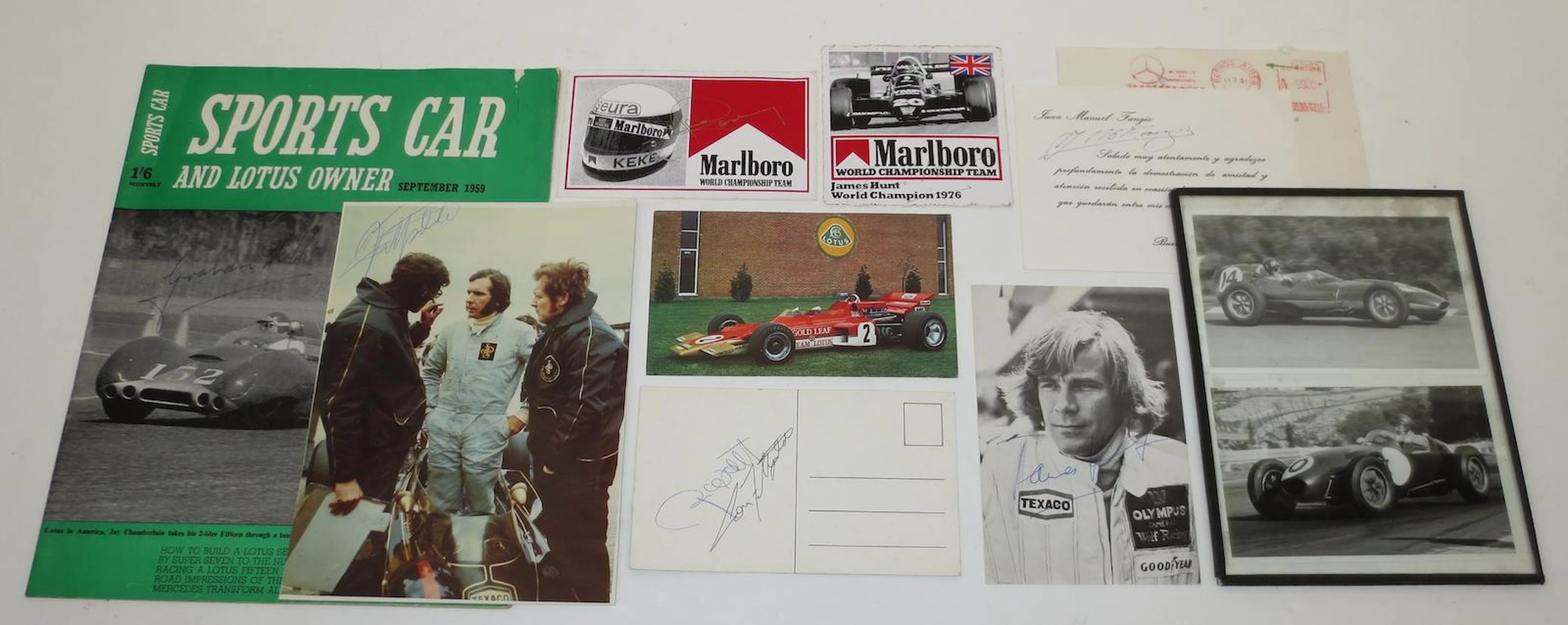 Eight race driver signed items,