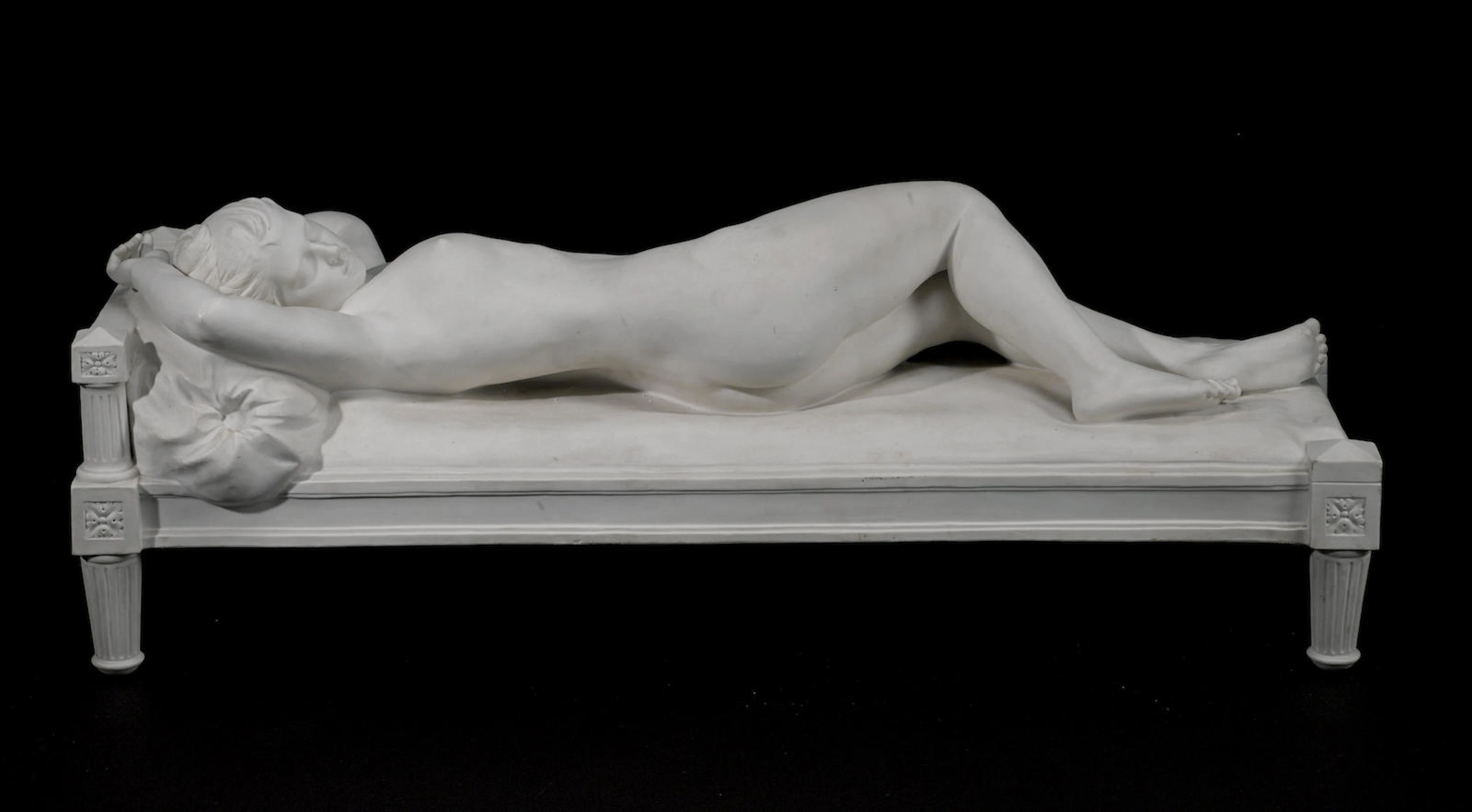 A Sèvres bisque porcelain figure of a reclining nude