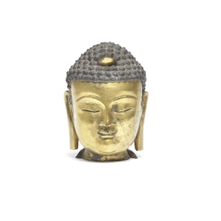 A gilt-bronze head of Buddha 17th/18th century