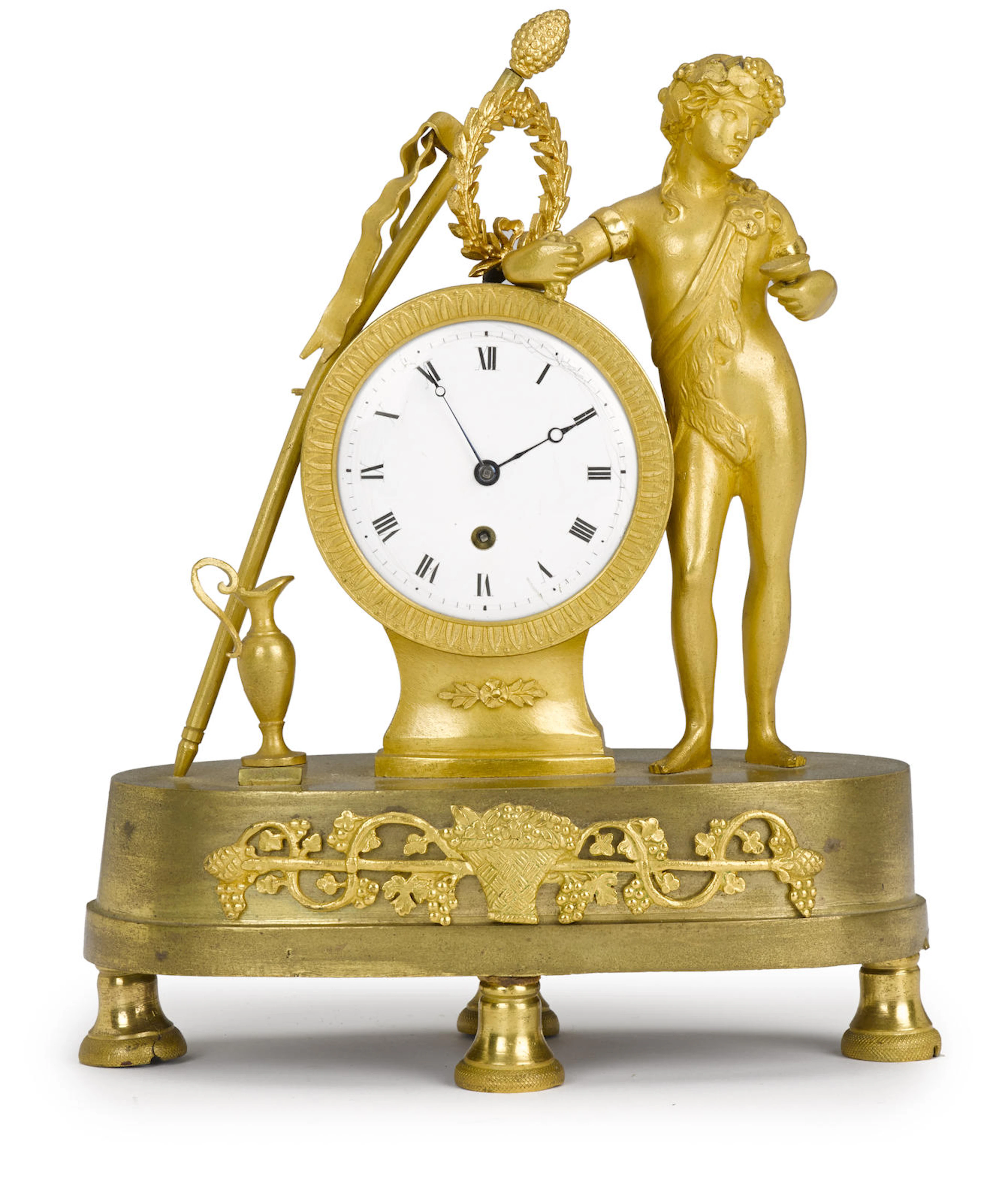 An Empire gilt bronze figural mantle clock