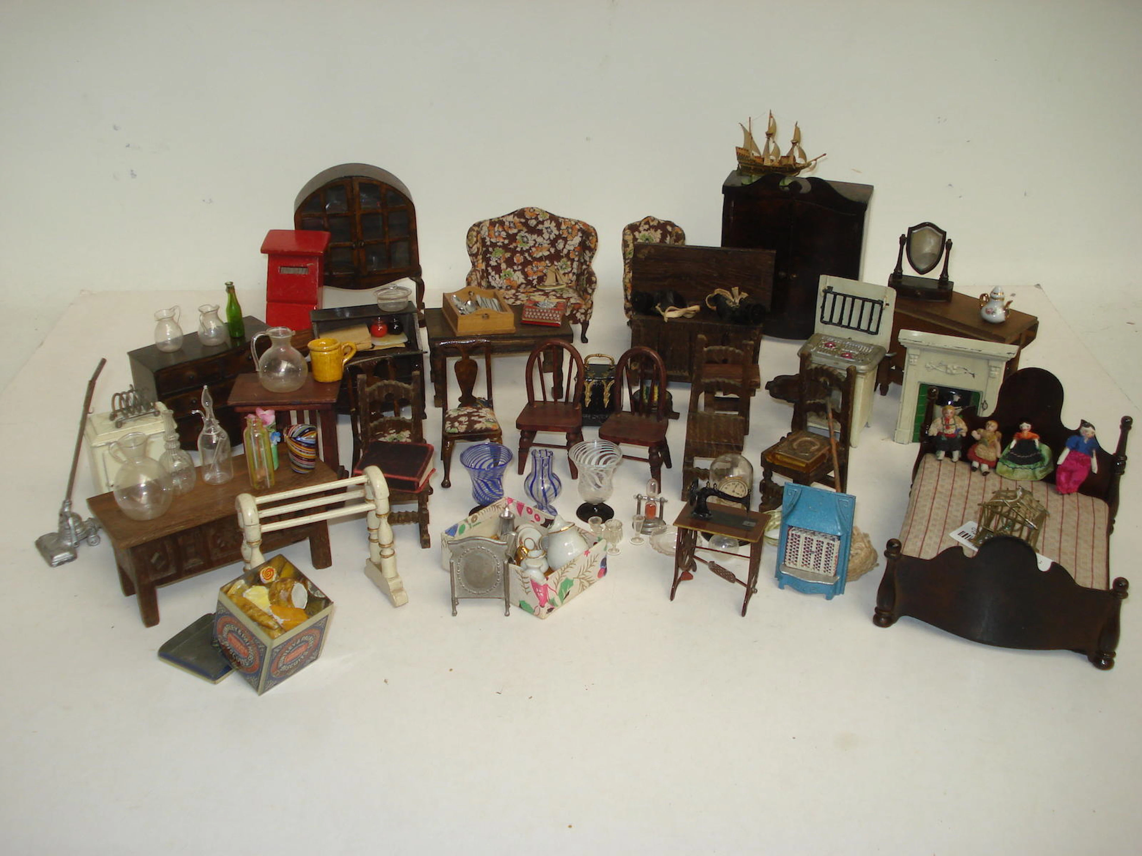 Large collection of dolls house furniture and accessories, 1930's lot