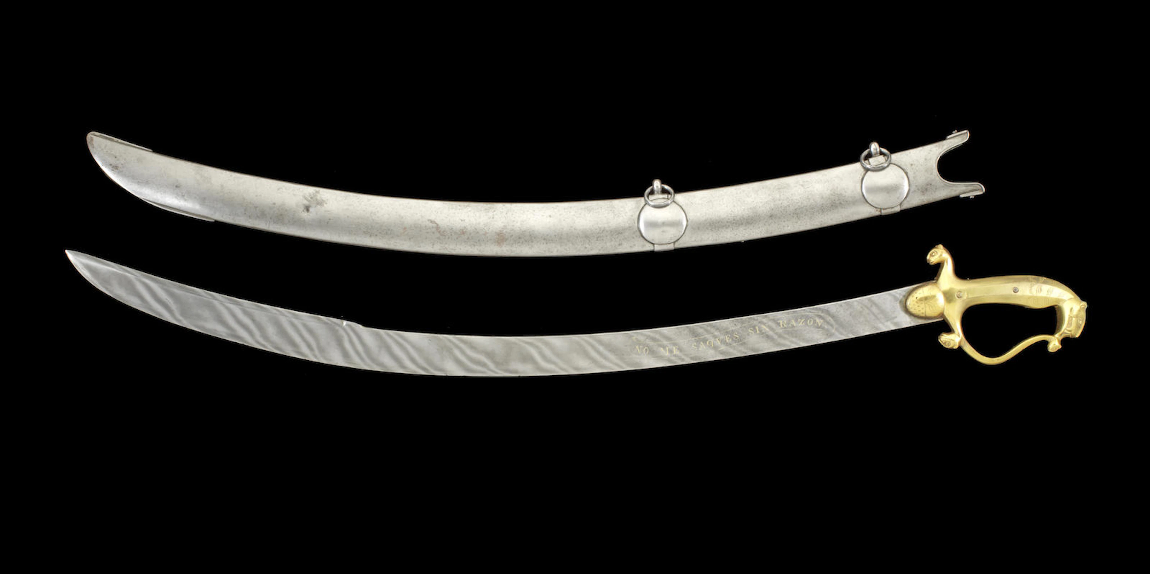 A rare and fine Sword with bubri patterned watered blade from the Palace Armoury of Tipu Sultan Seringapatam, circa 1782-99