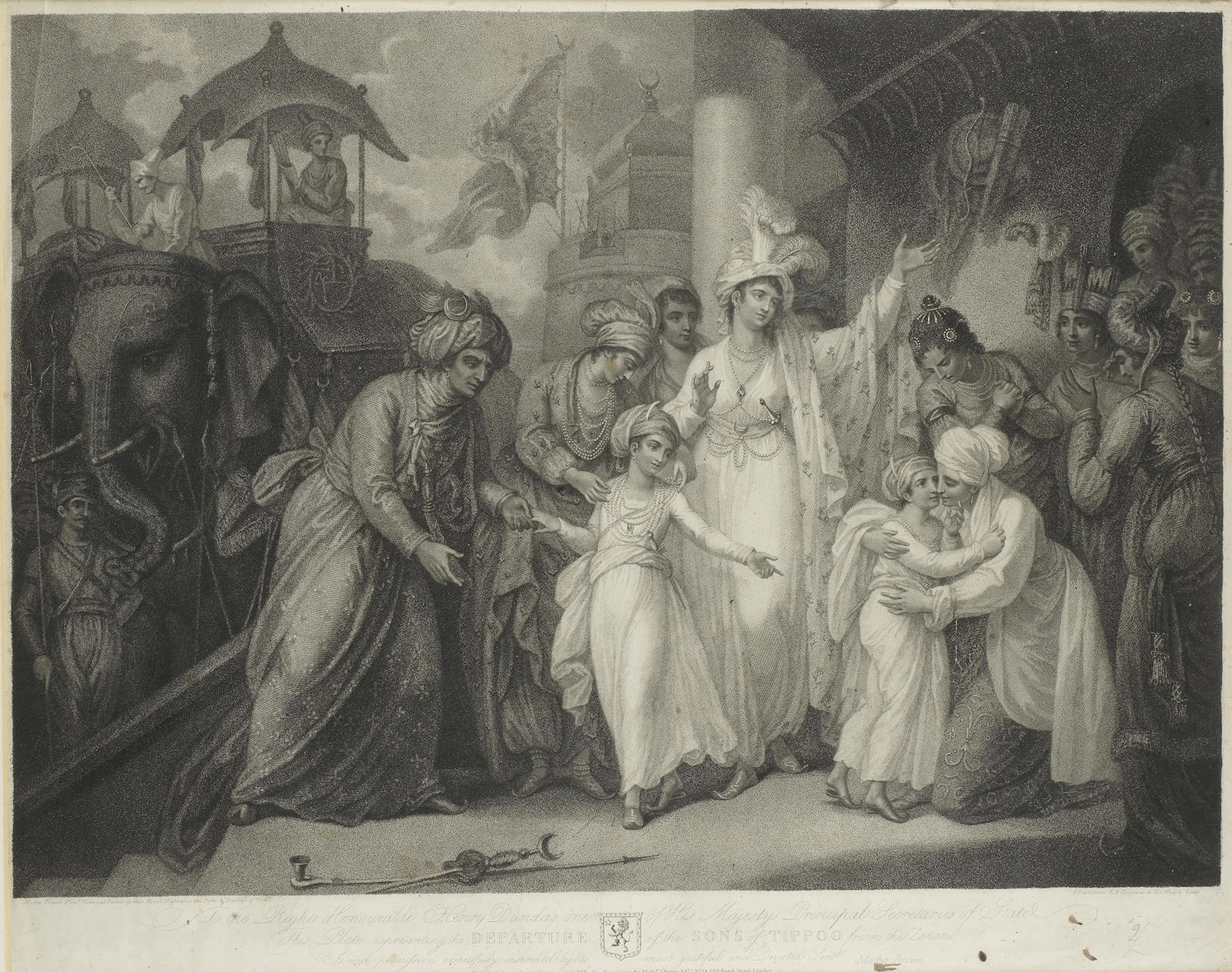 Two Engravings depicting the Sons of Tipu Sultan, 1793-99